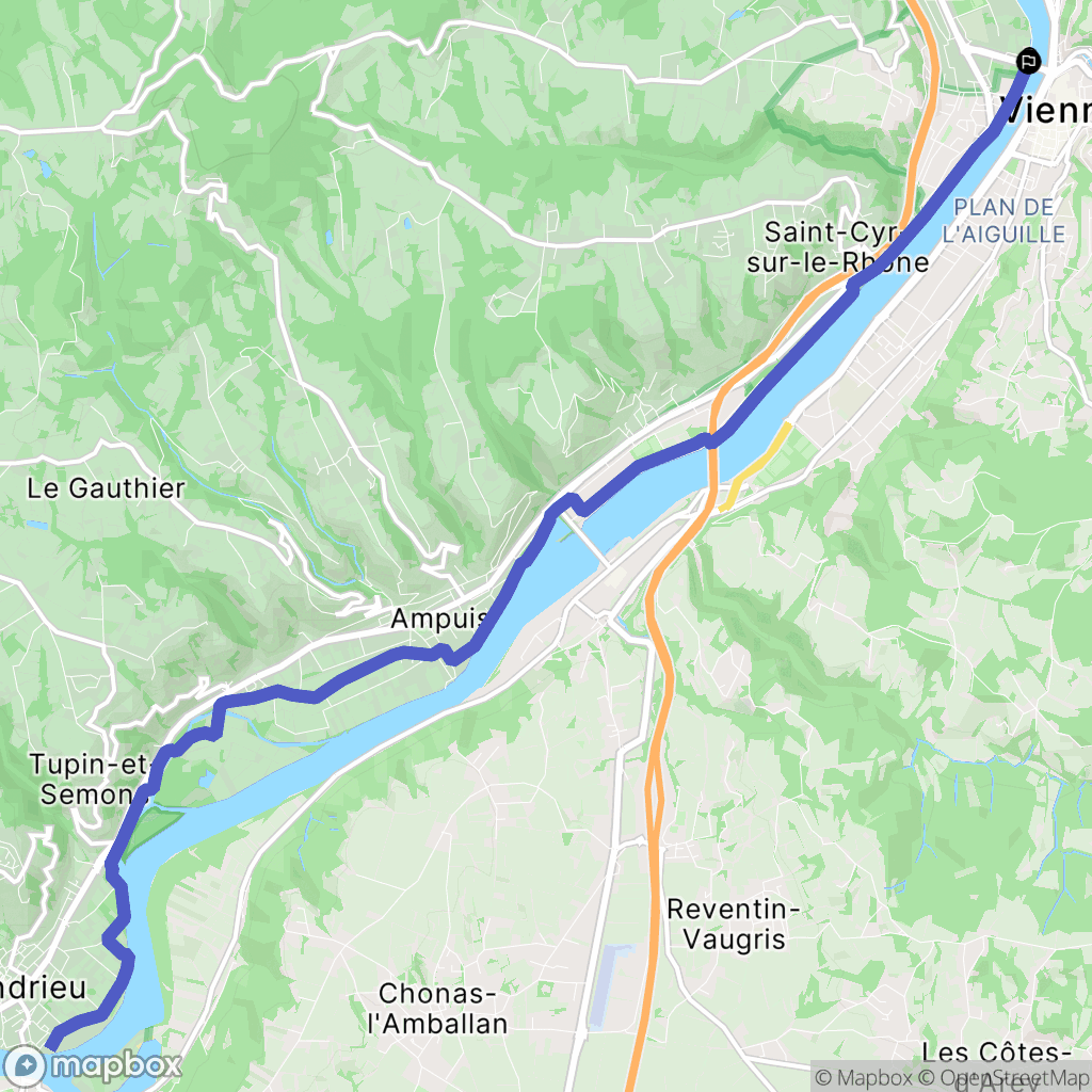 Saint-Romain-en-Gal : carte du parcours de randonnée - France