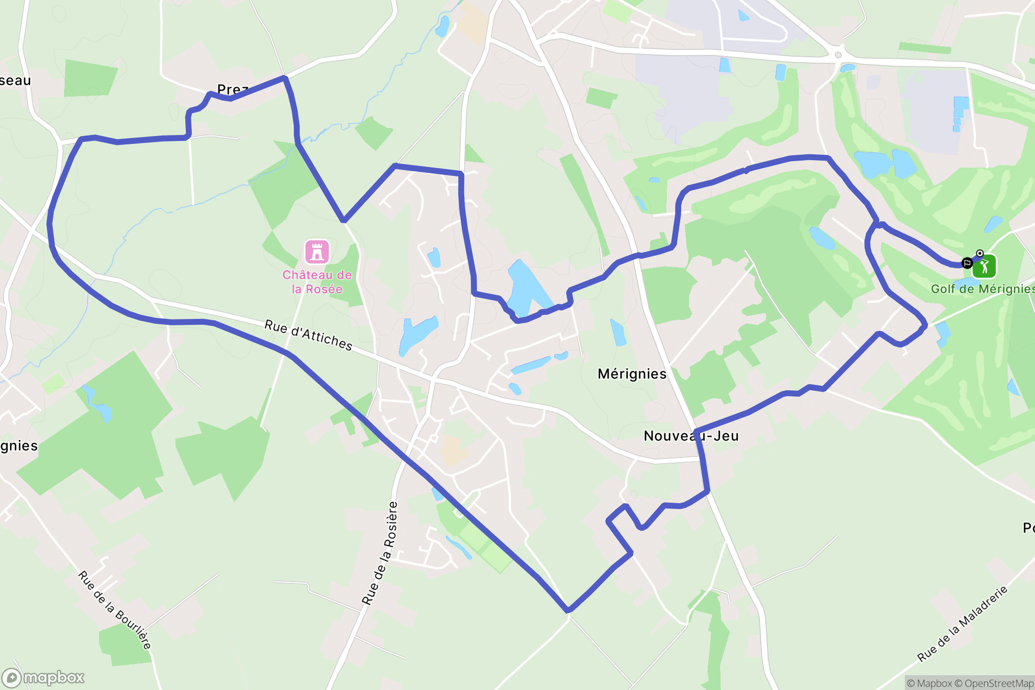 Mérignies : carte du parcours de randonnée - France