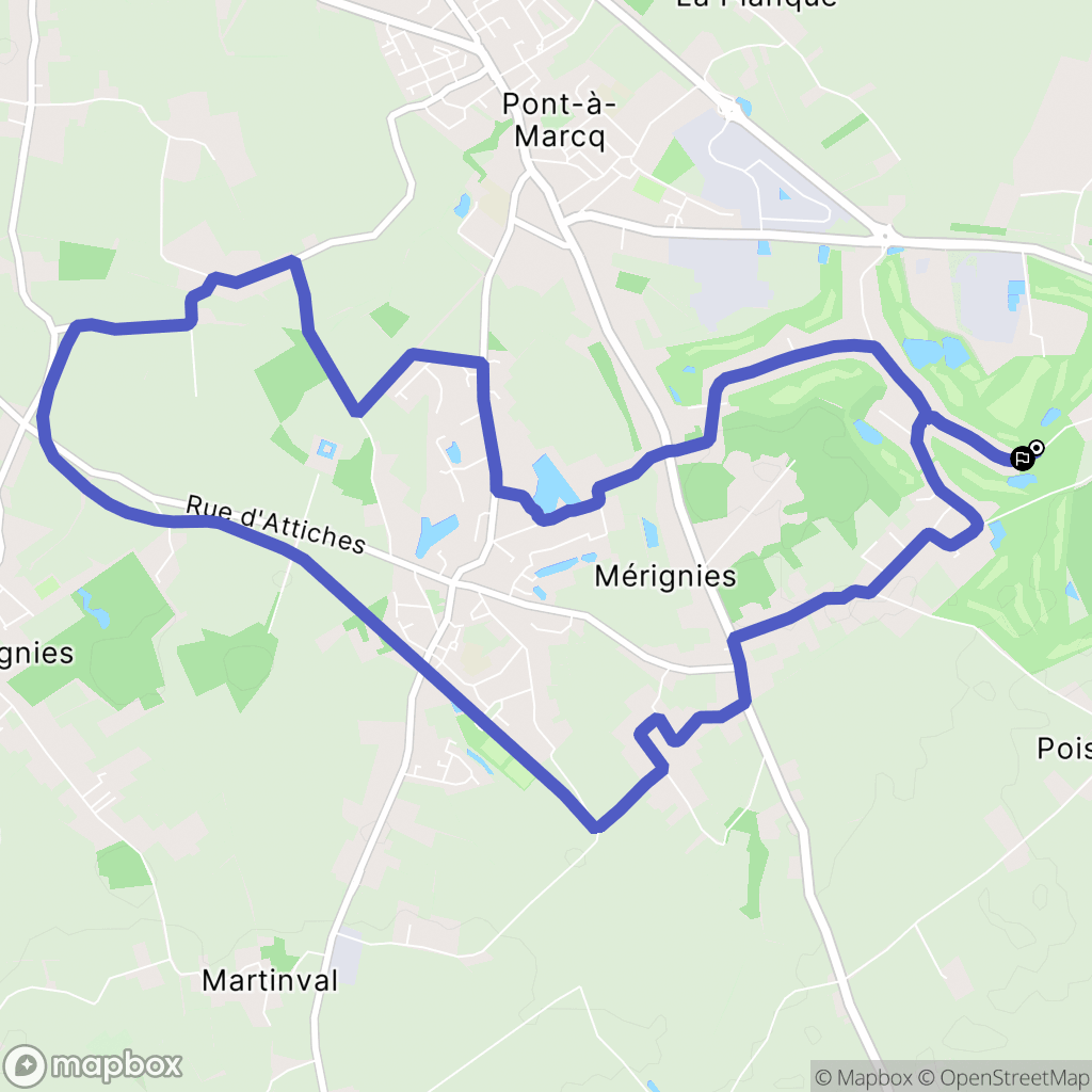 Mérignies : carte du parcours de randonnée - France