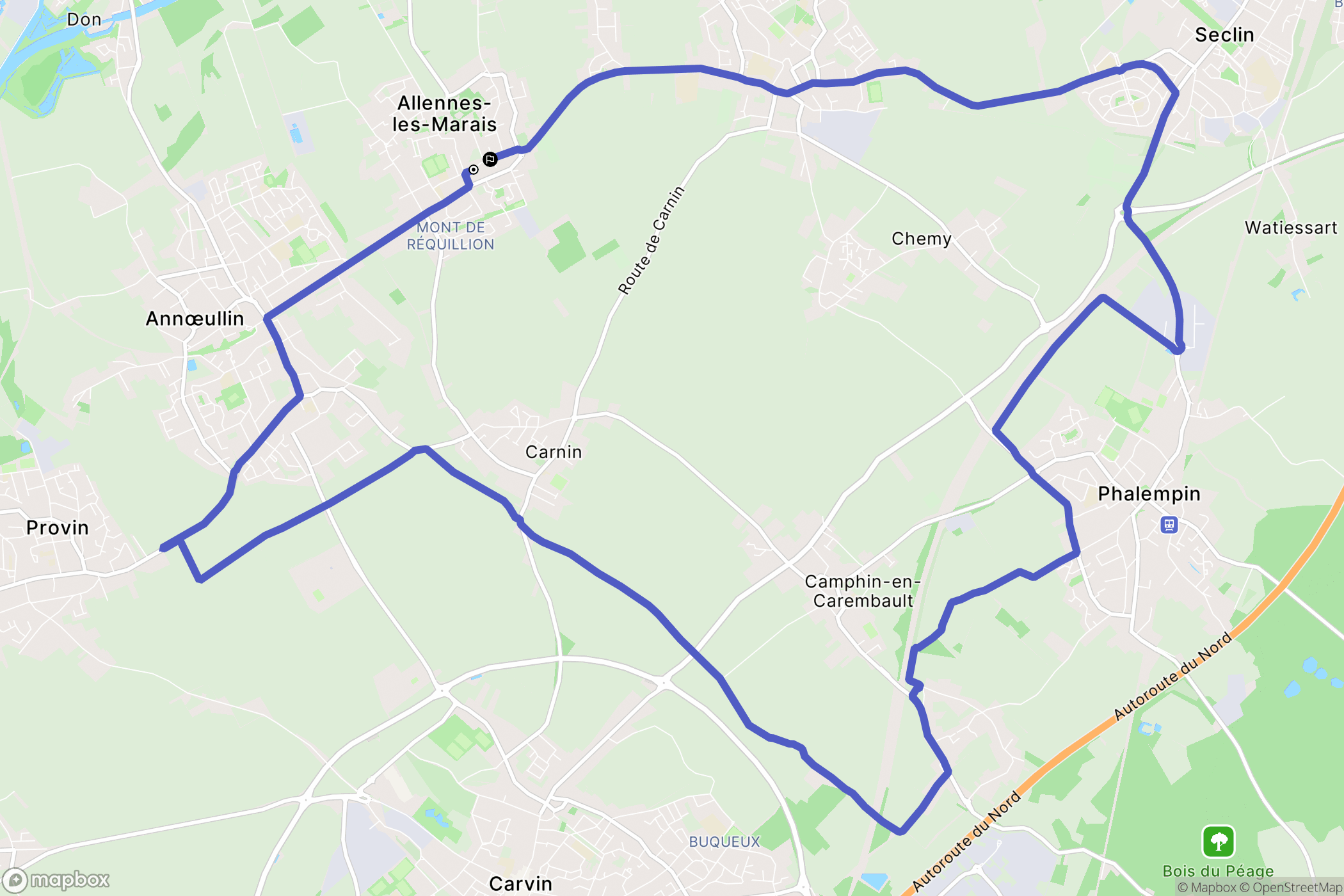 Allennes-les-Marais : carte du parcours de randonnée - France