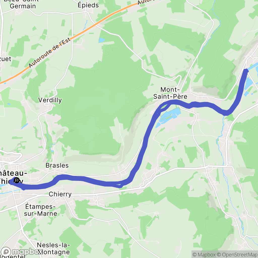 Château-Thierry : carte du parcours de randonnée - France