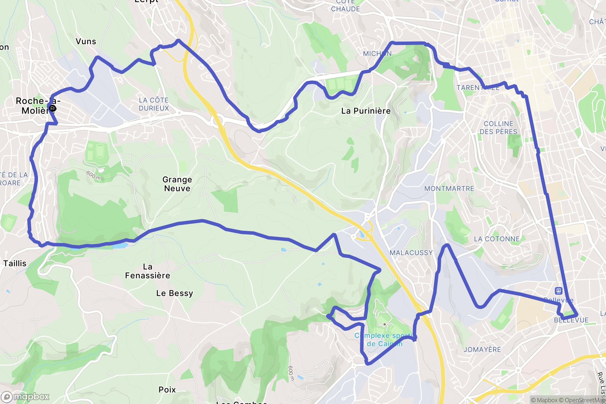Roche-la-Molière : carte du parcours de randonnée - France