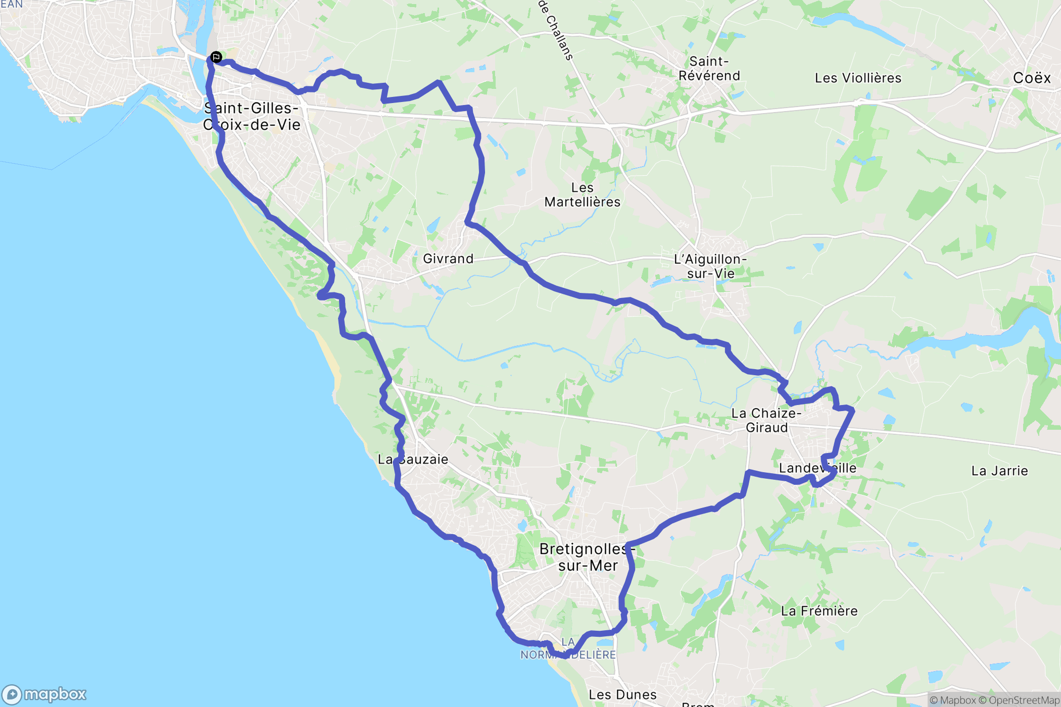 Saint-Gilles-Croix-de-Vie : carte du parcours de randonnée - France