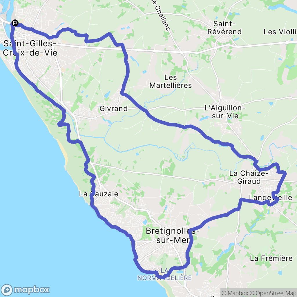 Saint-Gilles-Croix-de-Vie : carte du parcours de randonnée - France