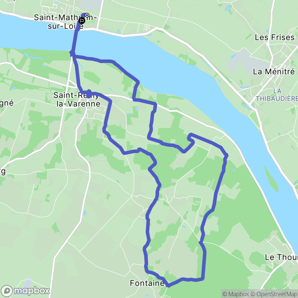 Loire-Authion : carte du parcours de randonnée - France