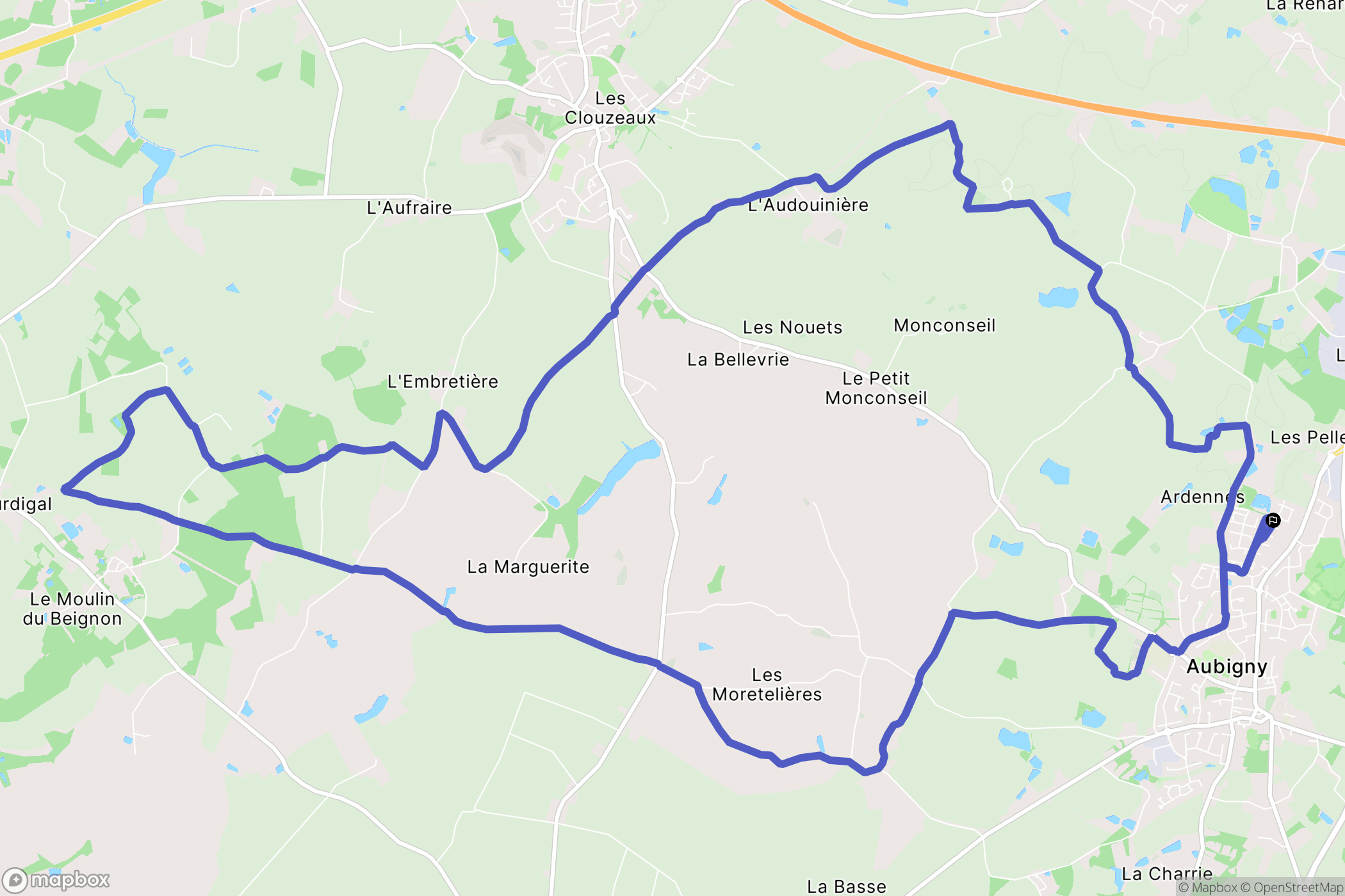 Aubigny-Les Clouzeaux : carte du parcours de randonnée - France