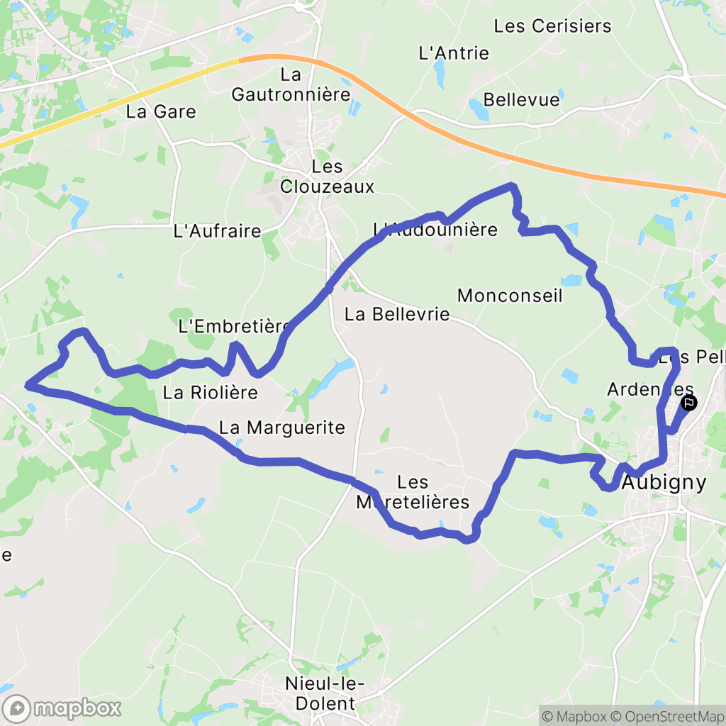 Aubigny-Les Clouzeaux : carte du parcours de randonnée - France