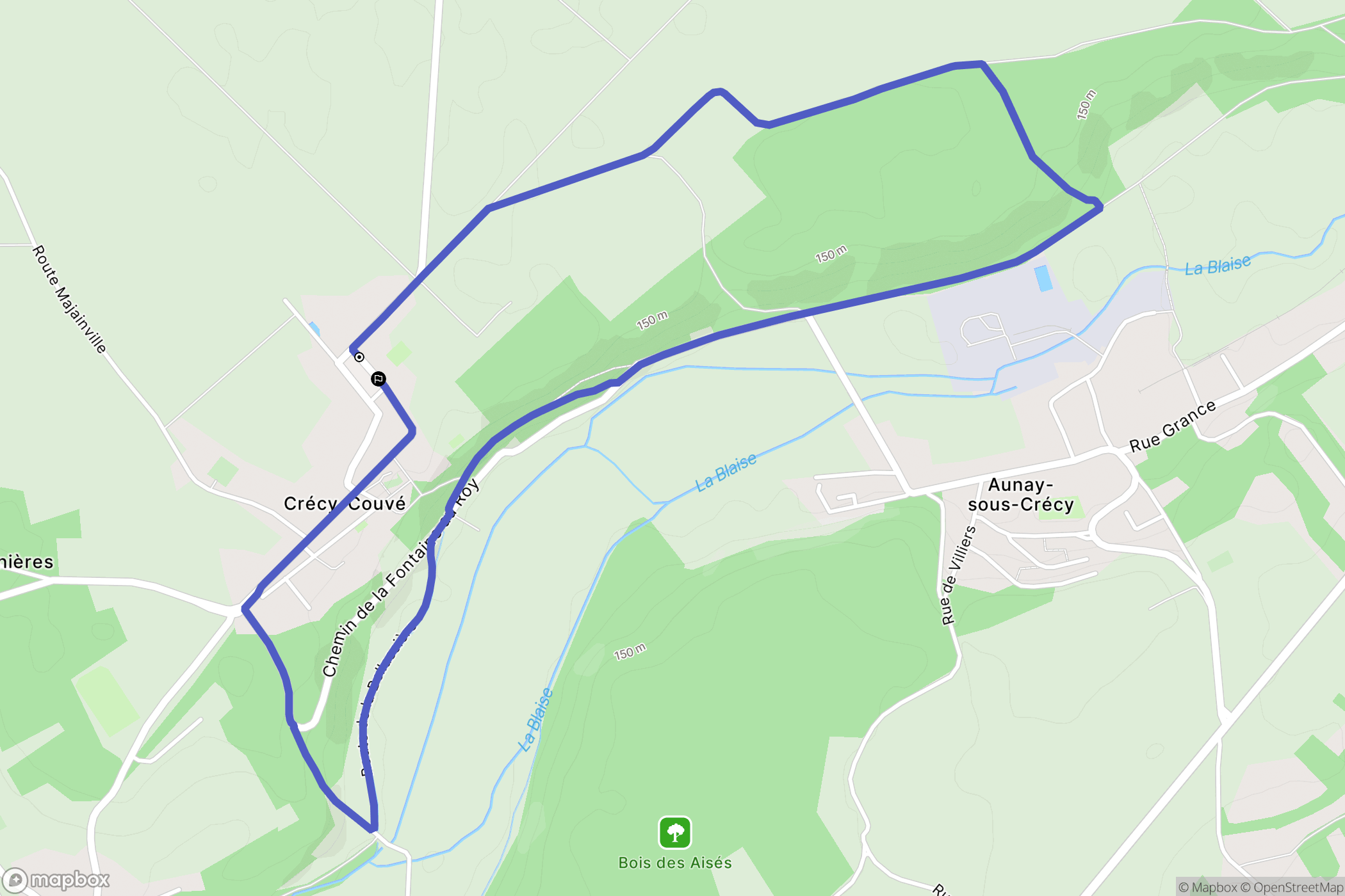 Crécy-Couvé : carte du parcours de randonnée - France