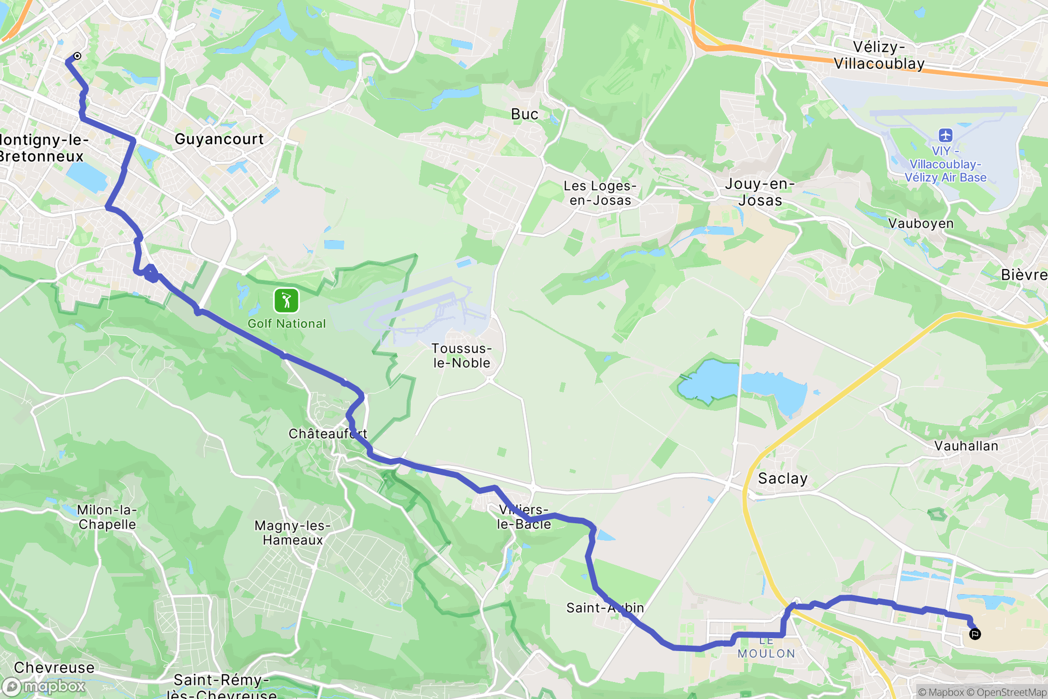 Guyancourt : carte du parcours de randonnée - France