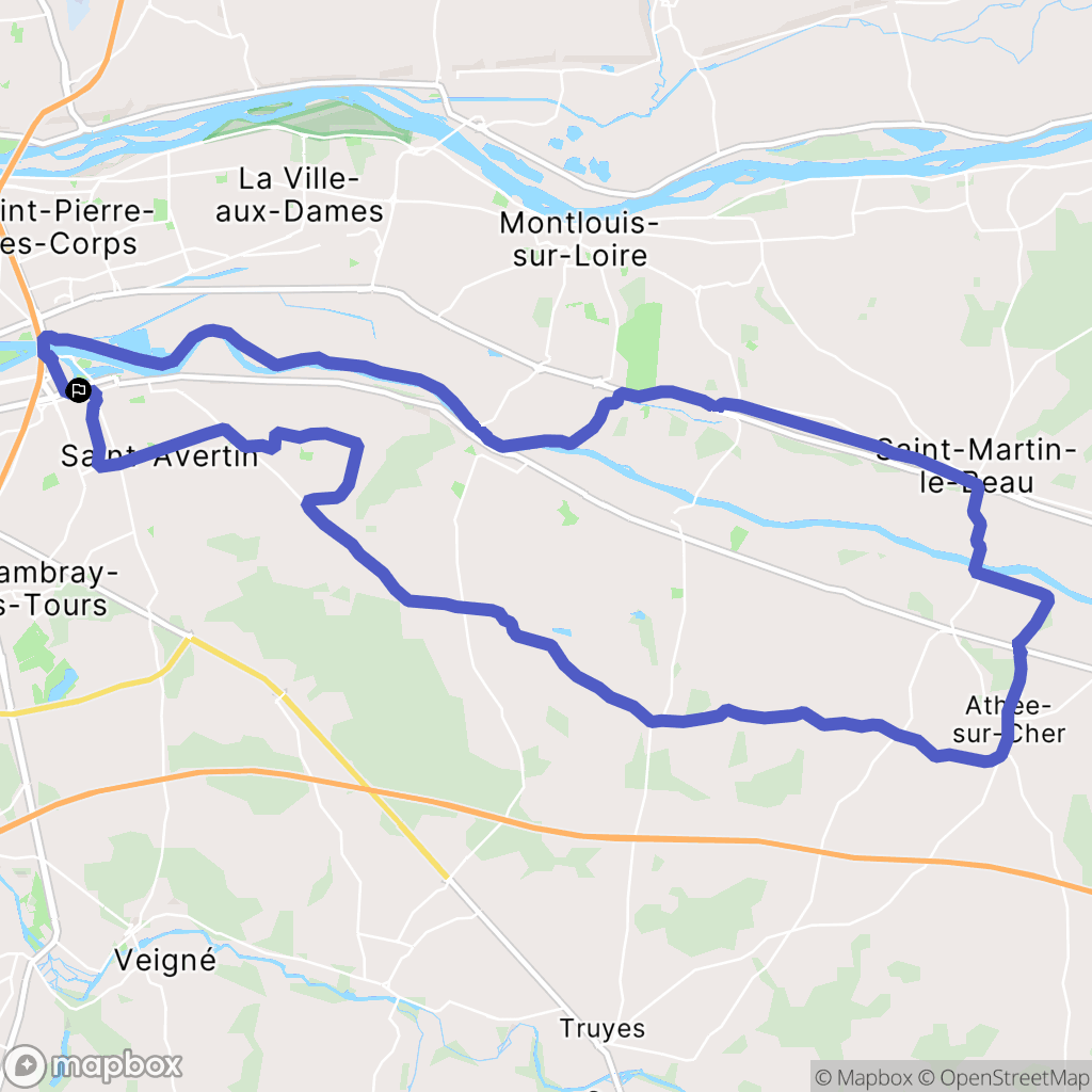 Saint-Avertin : carte du parcours de randonnée - France