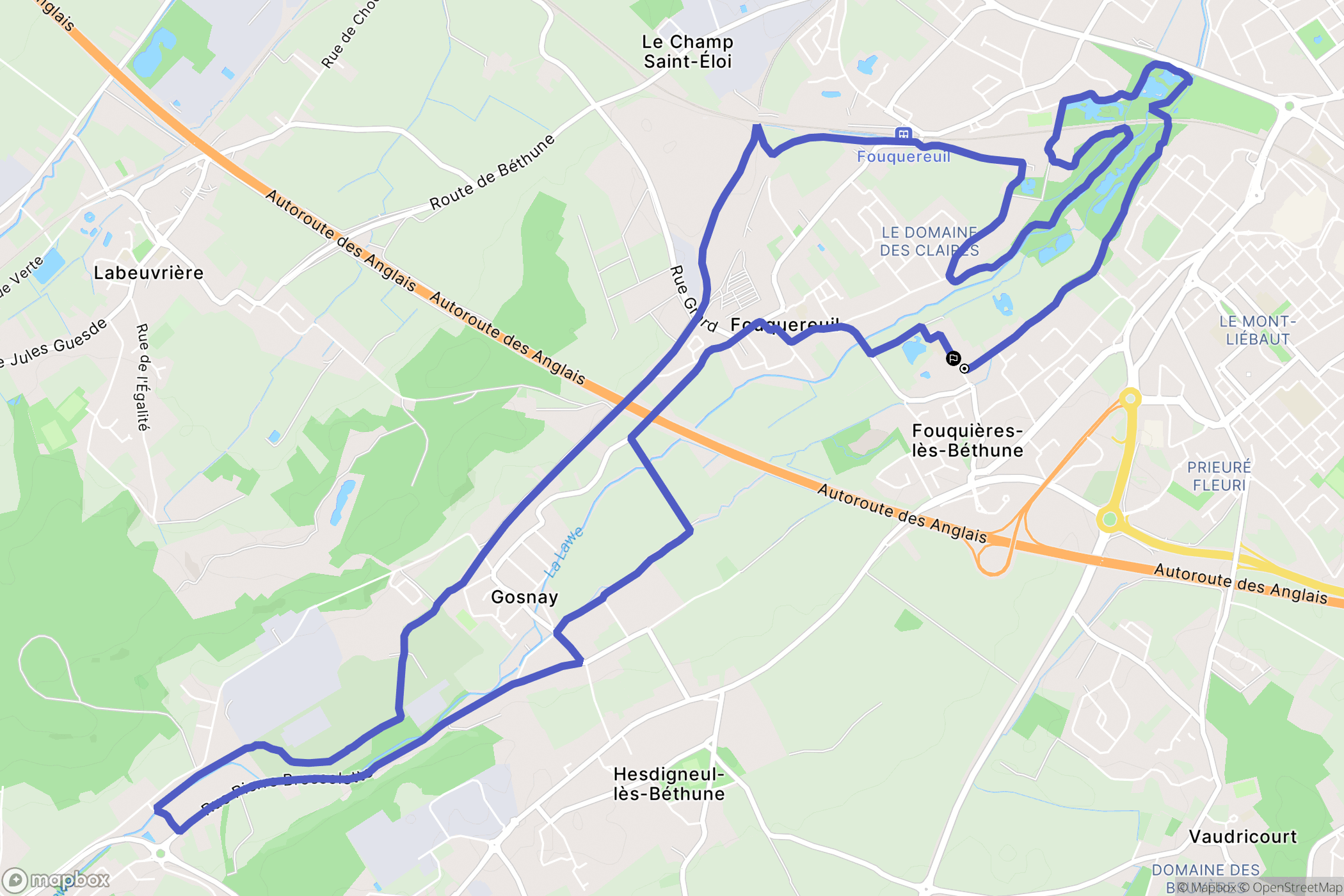 Fouquières-lès-Béthune : carte du parcours de randonnée - France