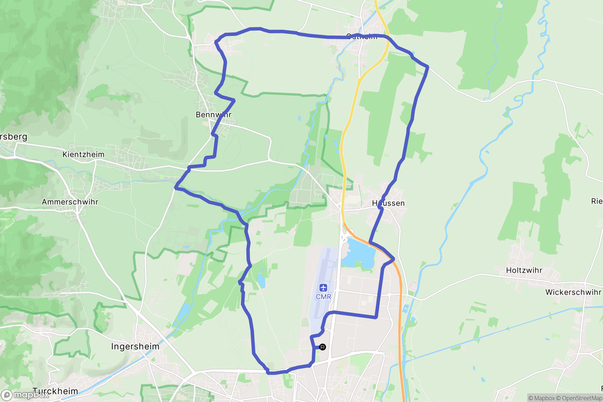 Colmar : carte du parcours de randonnée - France