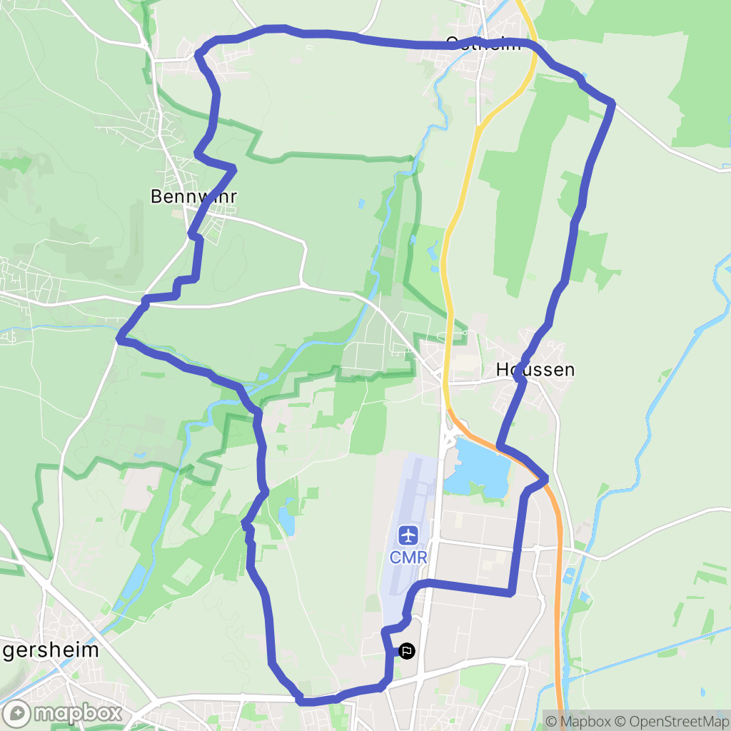Colmar : carte du parcours de randonnée - France