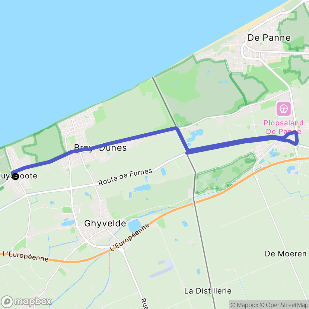 Zuydcoote : carte du parcours de randonnée - France