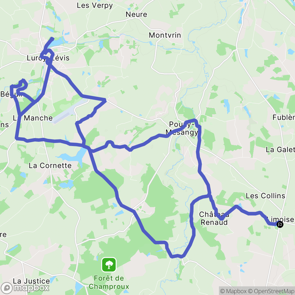 Limoise : carte du parcours de randonnée - France