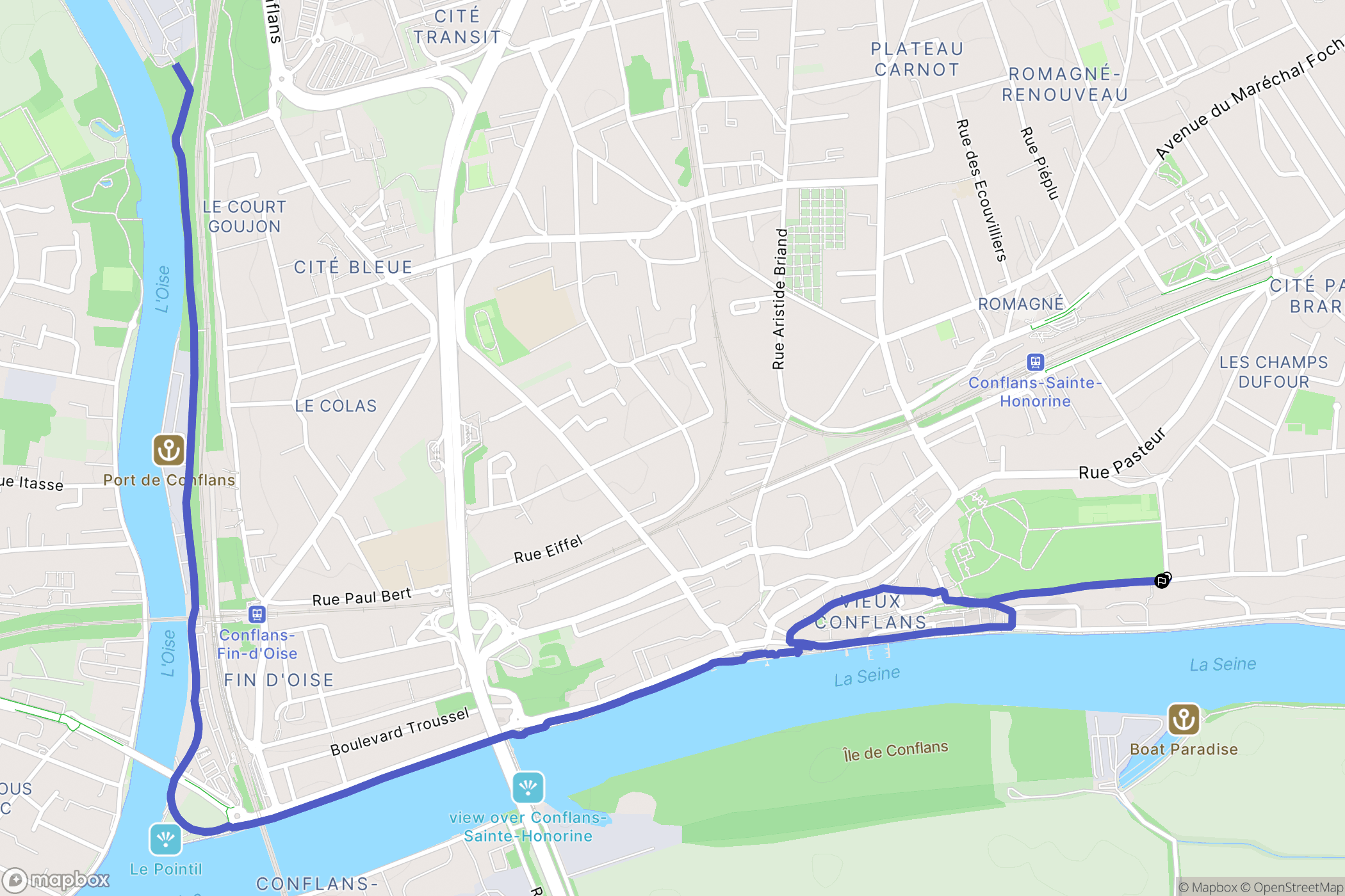 Conflans-Sainte-Honorine : carte du parcours de randonnée - France