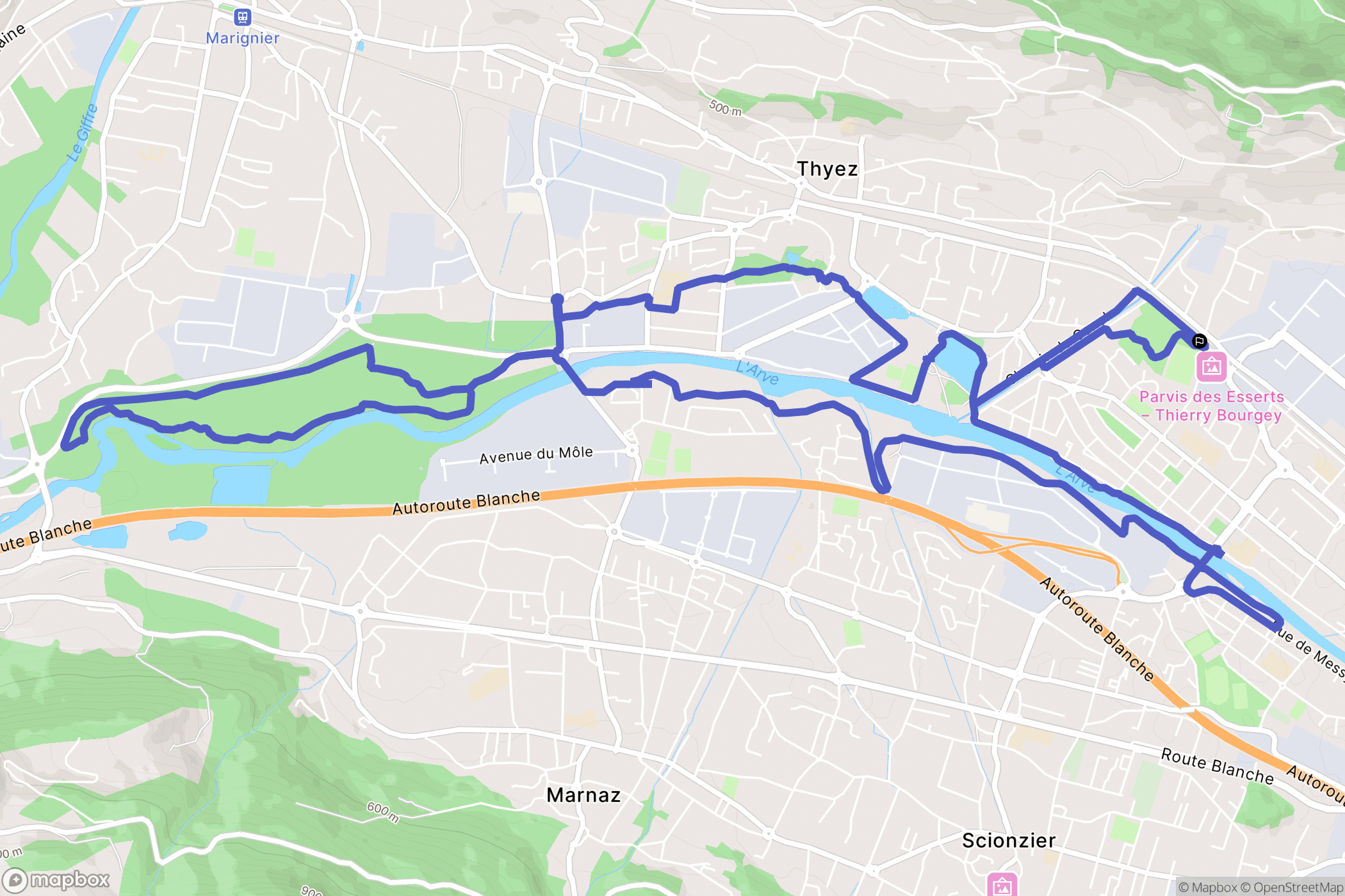 Cluses : carte du parcours de randonnée - France