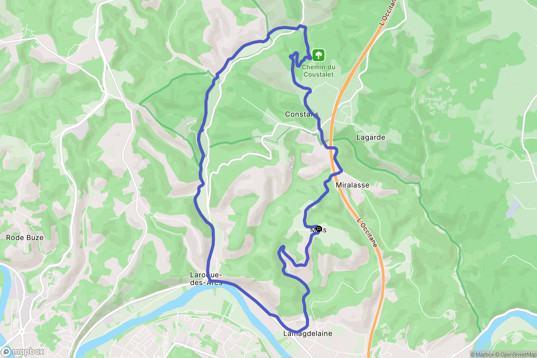 Lamagdelaine : carte du parcours de randonnée - France