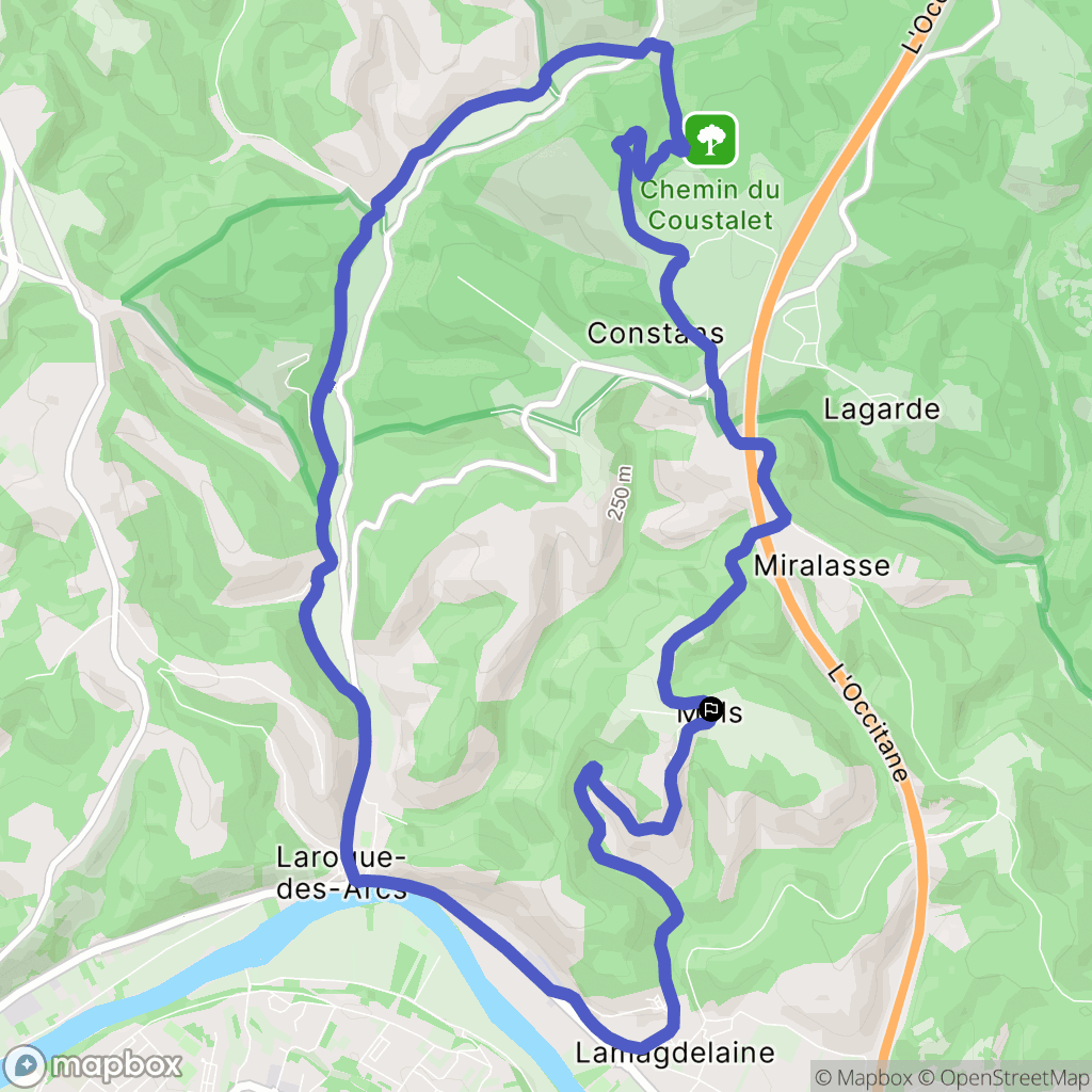 Lamagdelaine : carte du parcours de randonnée - France