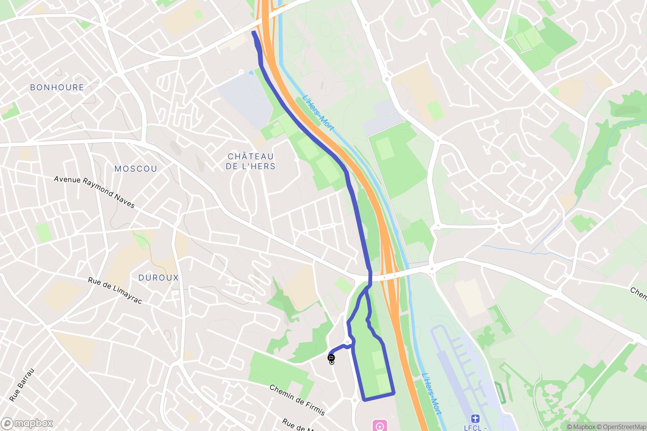 Toulouse : carte du parcours de randonnée - France