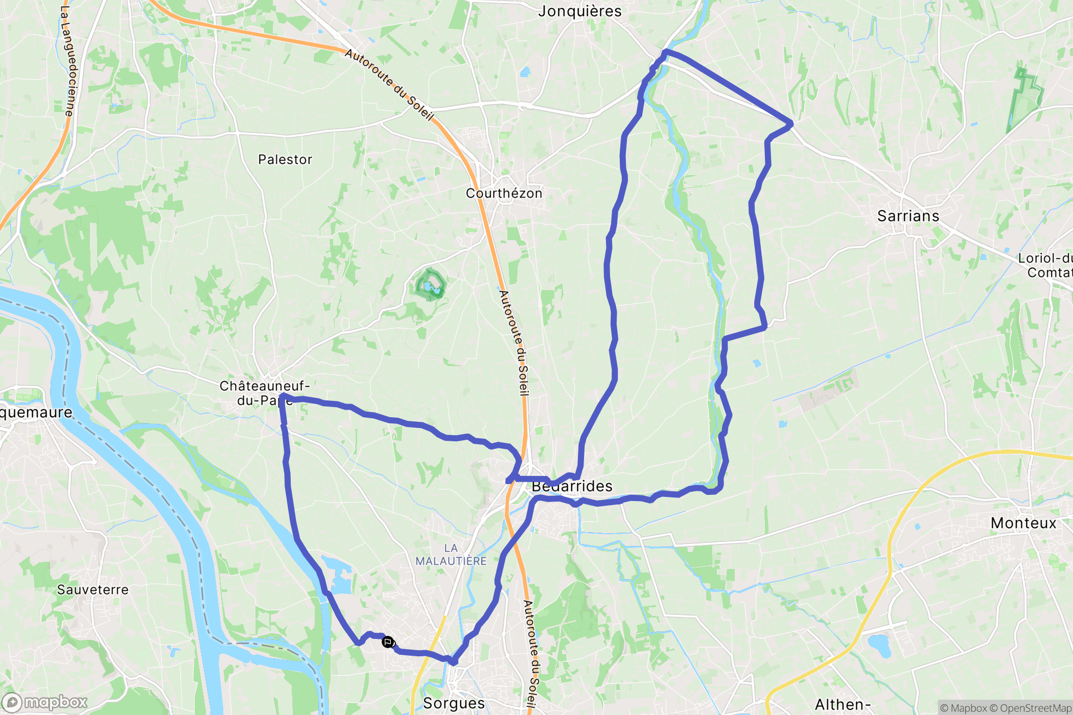 Sorgues : carte du parcours de randonnée - France