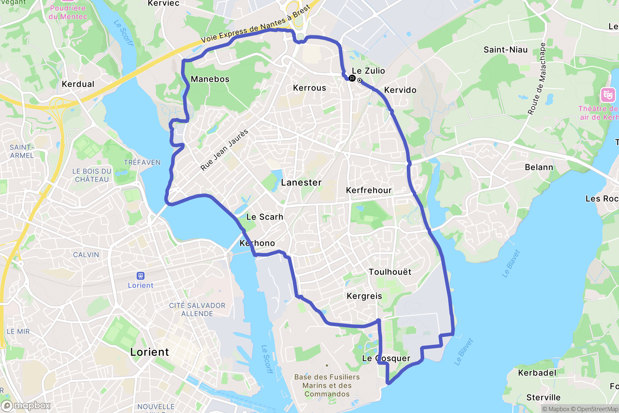 Lanester : carte du parcours de randonnée - France