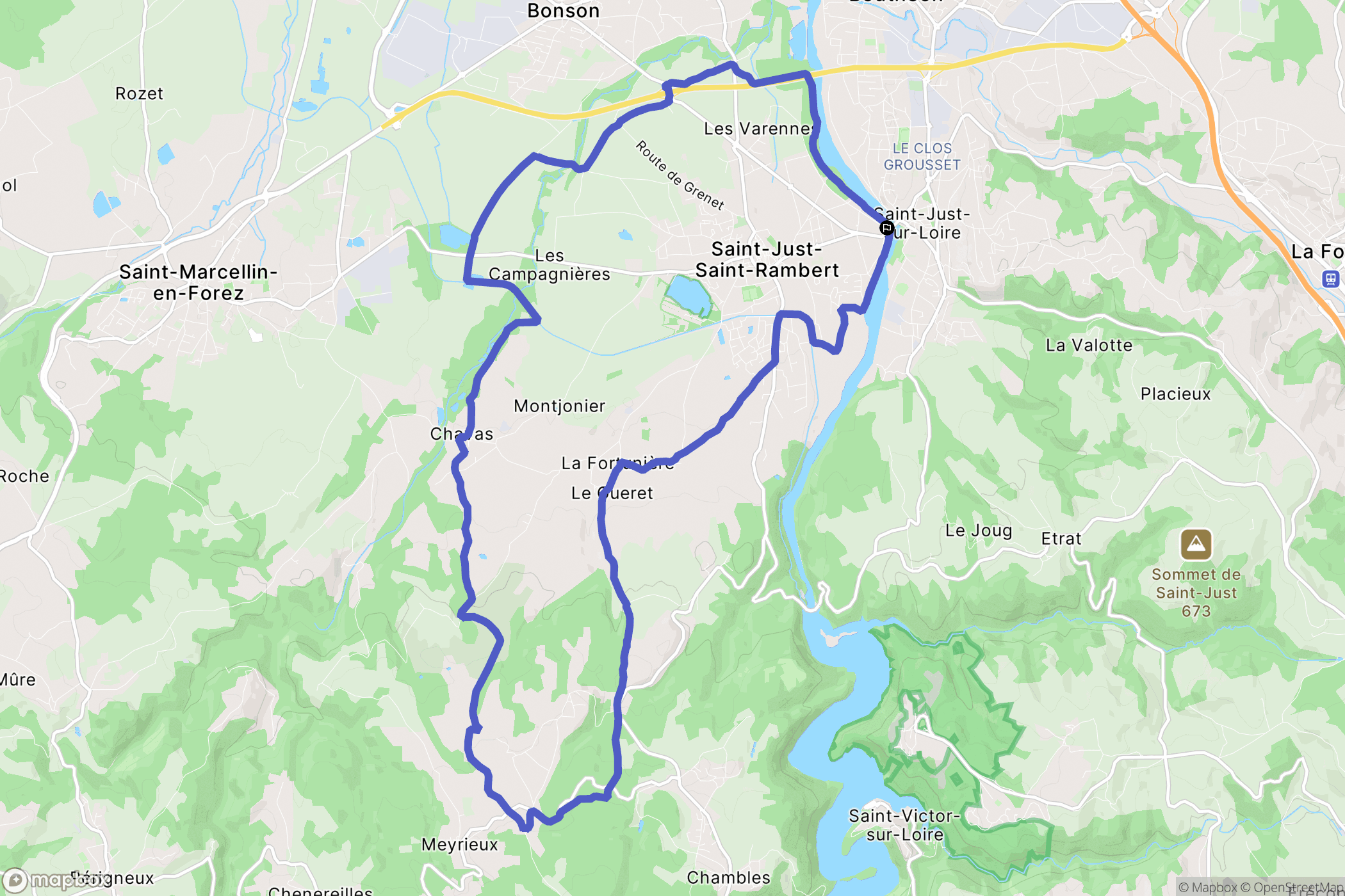 Saint-Just-Saint-Rambert : carte du parcours de randonnée - France
