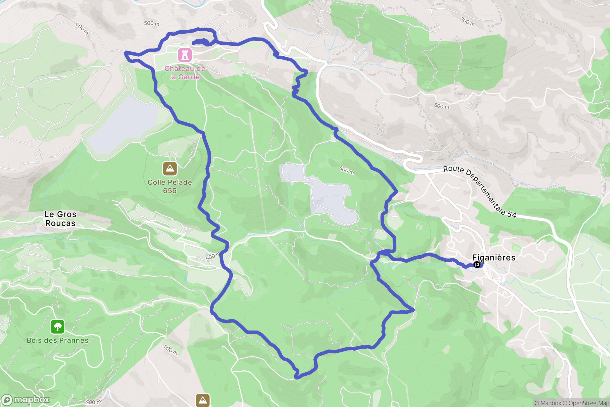 Figanières : carte du parcours de randonnée - France