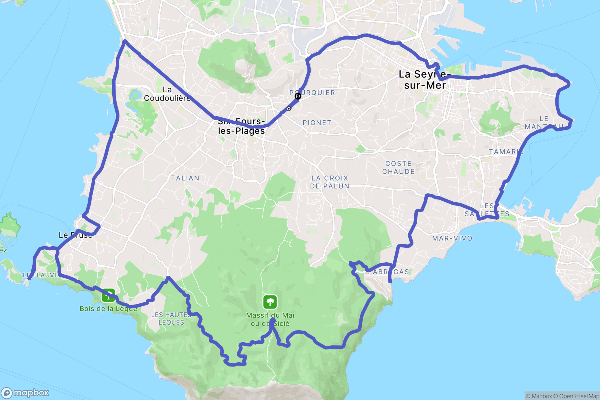 Six-Fours-les-Plages : carte du parcours de randonnée - France