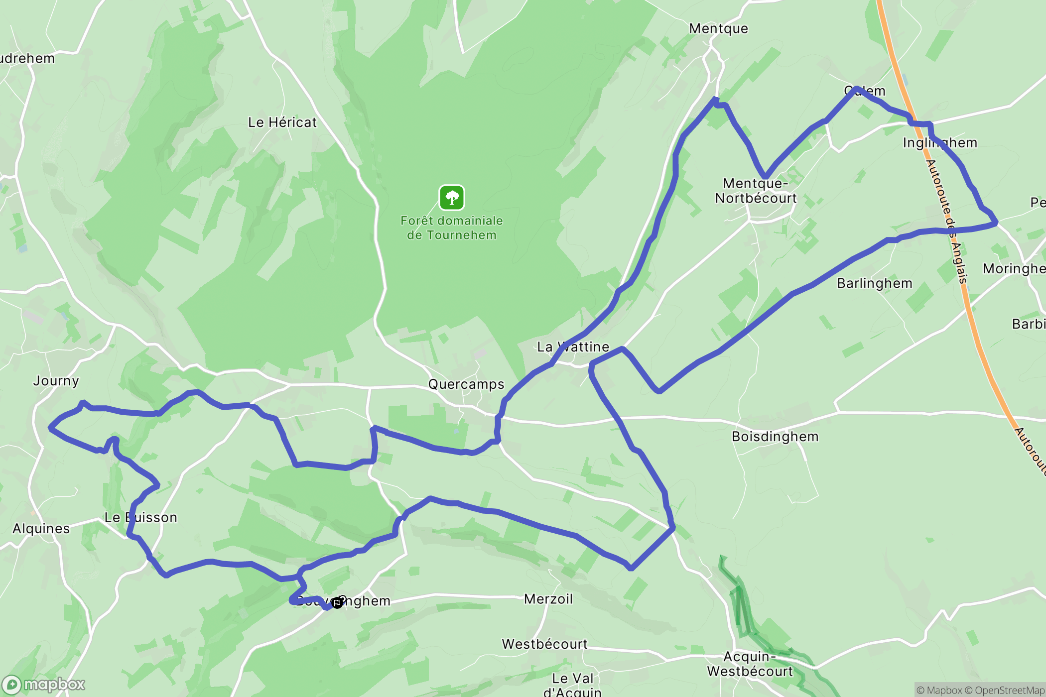 Bouvelinghem : carte du parcours de randonnée - France
