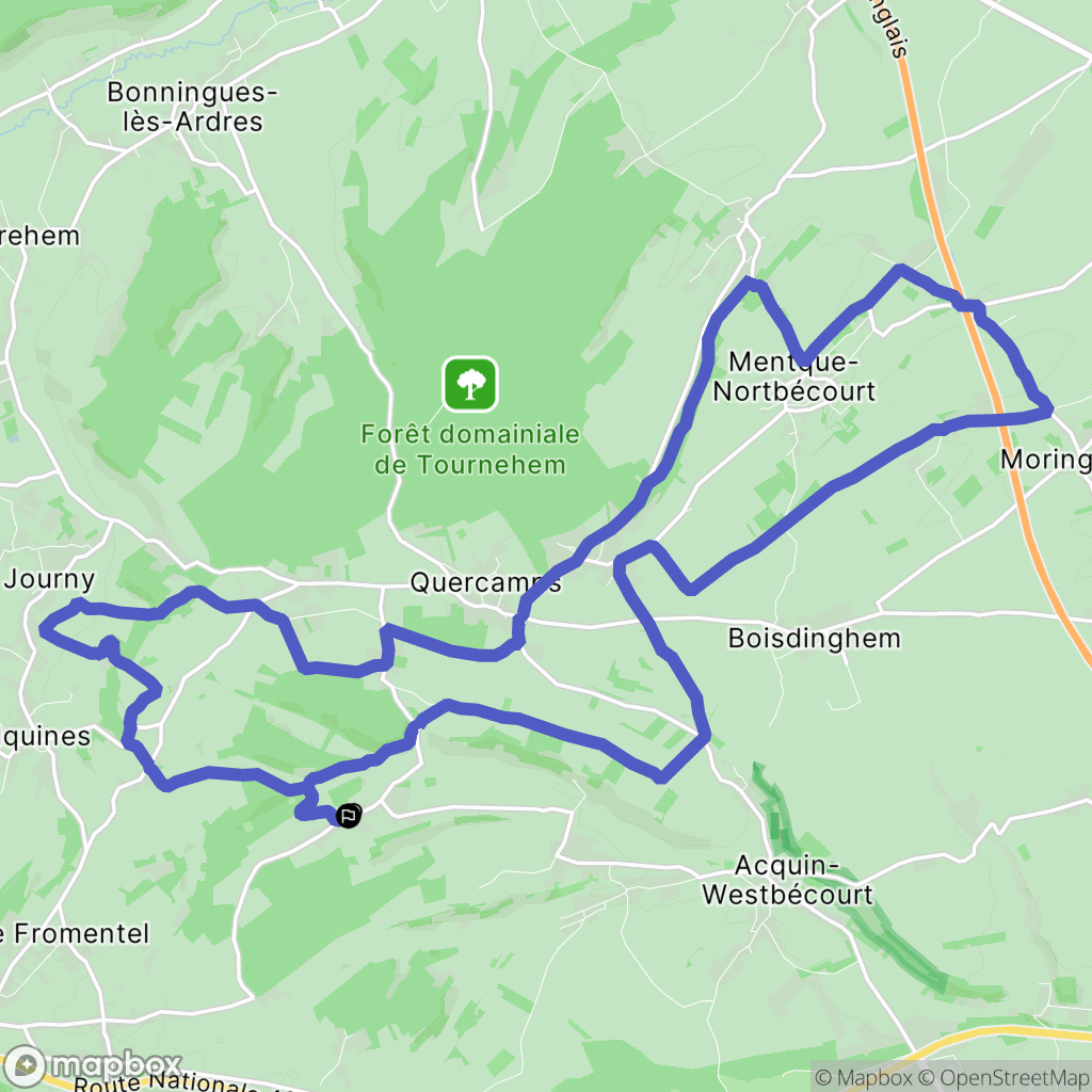 Bouvelinghem : carte du parcours de randonnée - France