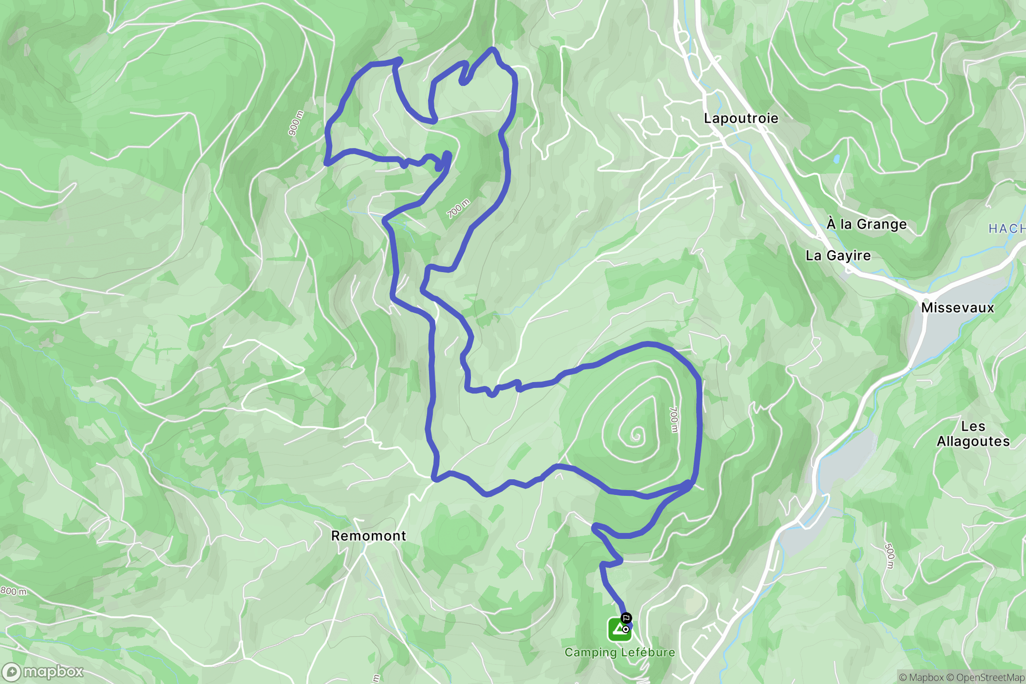 Orbey : carte du parcours de randonnée - France
