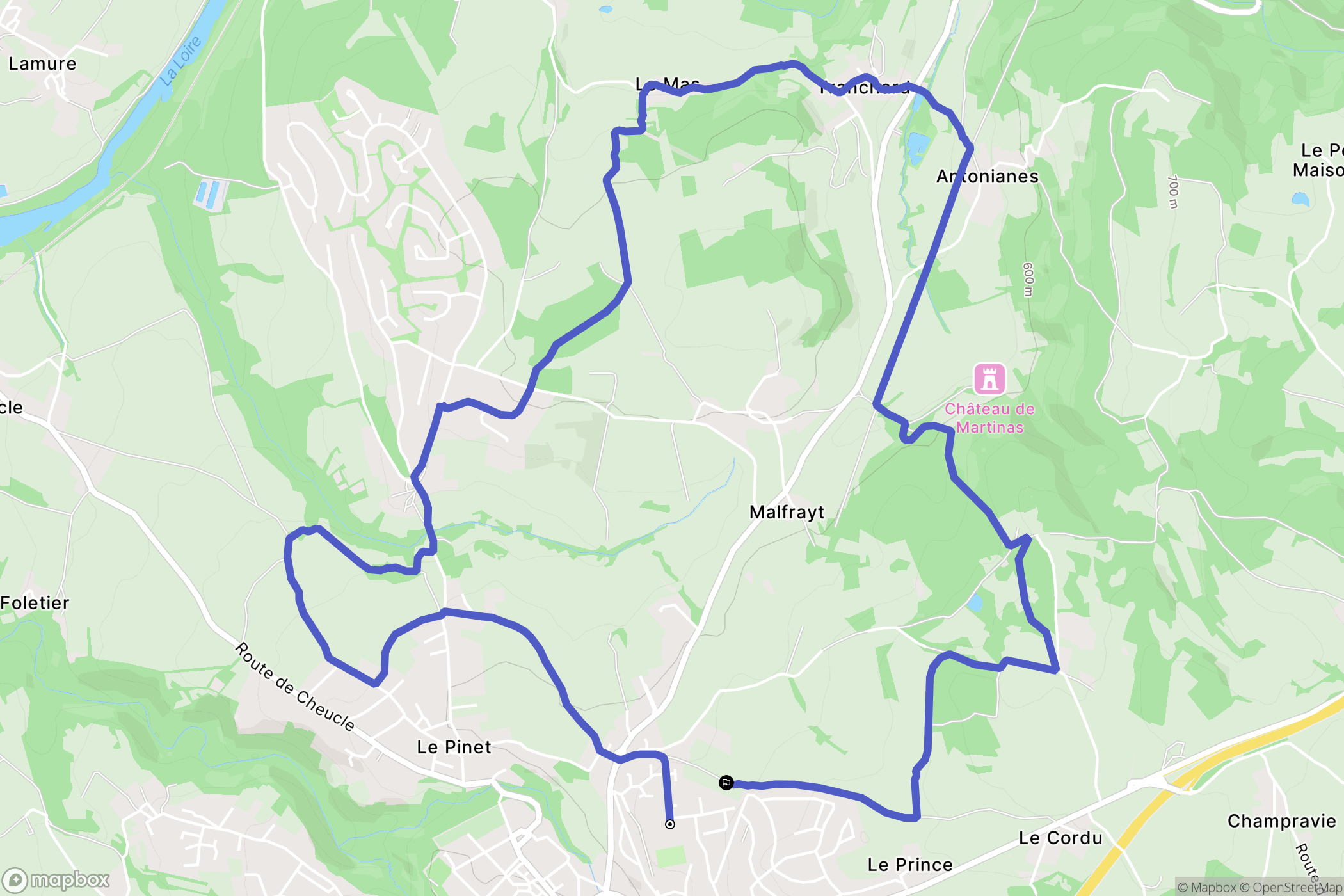 Monistrol-sur-Loire : carte du parcours de randonnée - France