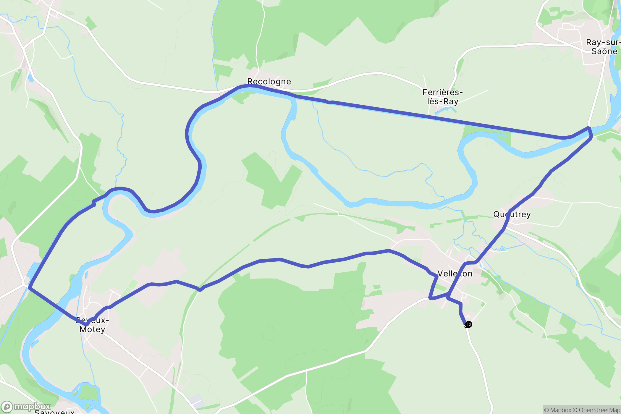 Vellexon-Queutrey-et-Vaudey : carte du parcours de randonnée - France