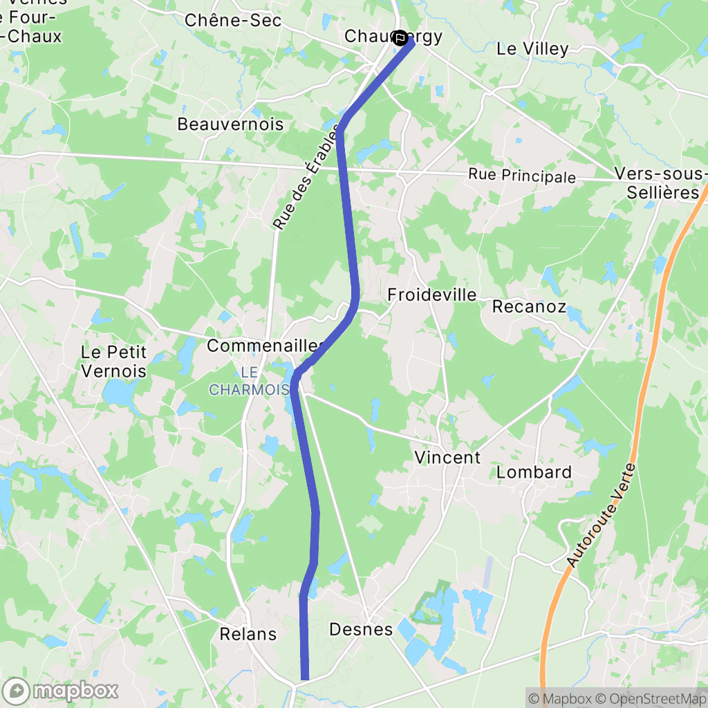 Chaumergy : carte du parcours de randonnée - France