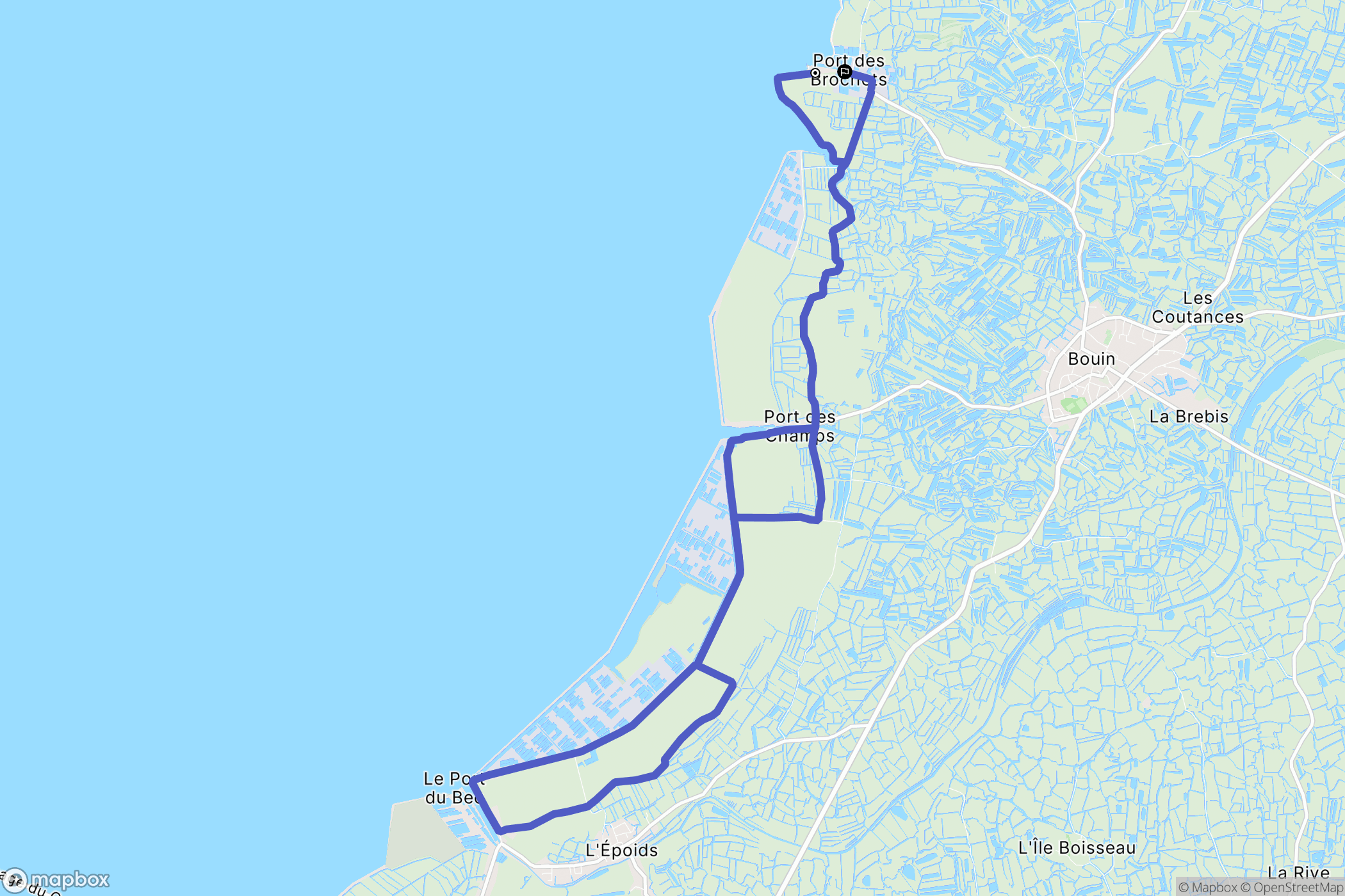 Bouin : carte du parcours de randonnée - France