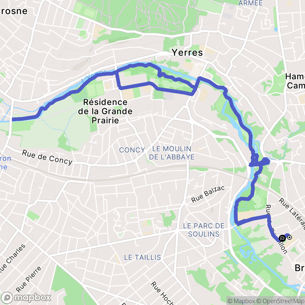 Brunoy : carte du parcours de randonnée - France