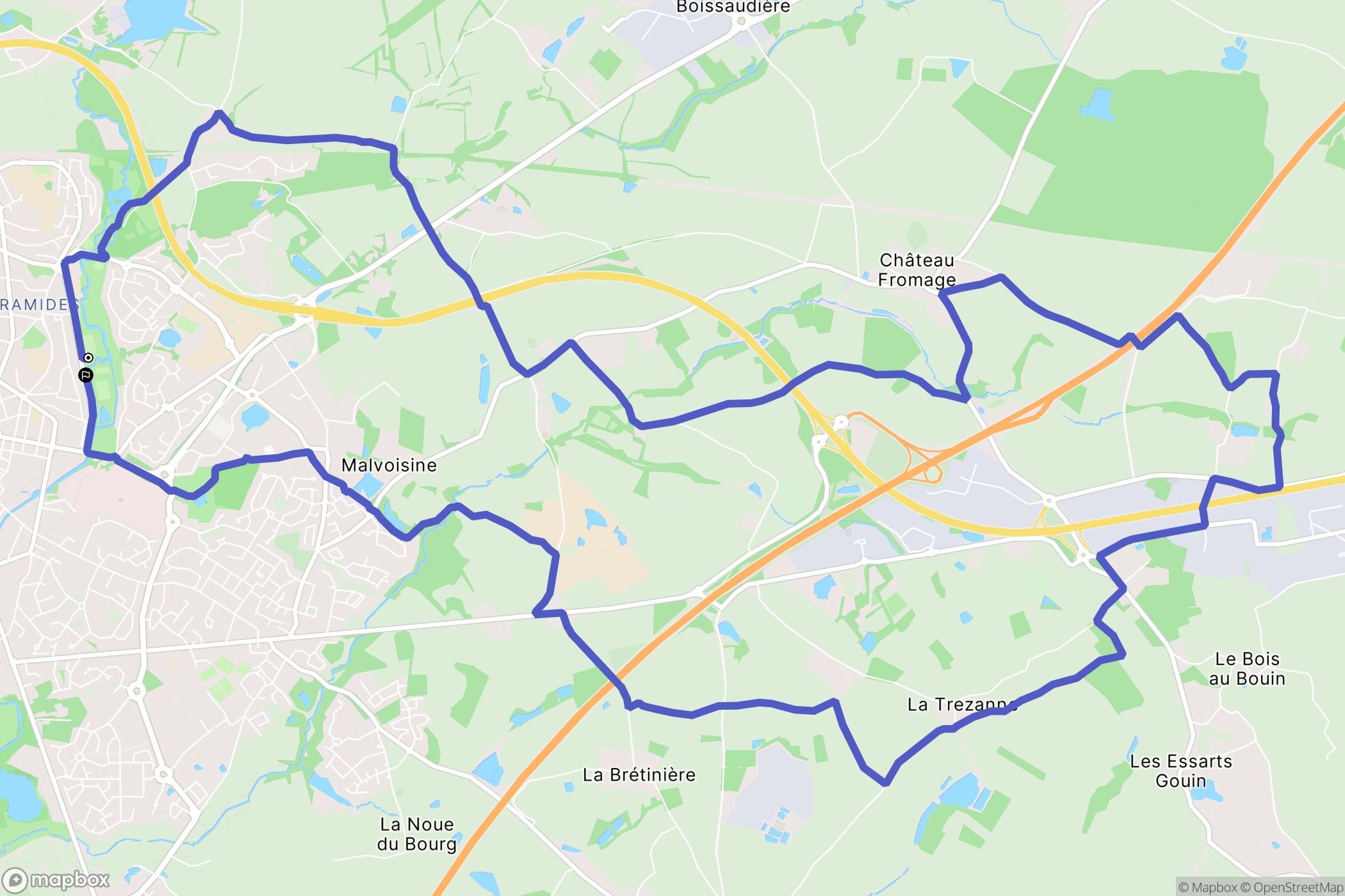 La Roche-sur-Yon : carte du parcours de randonnée - France