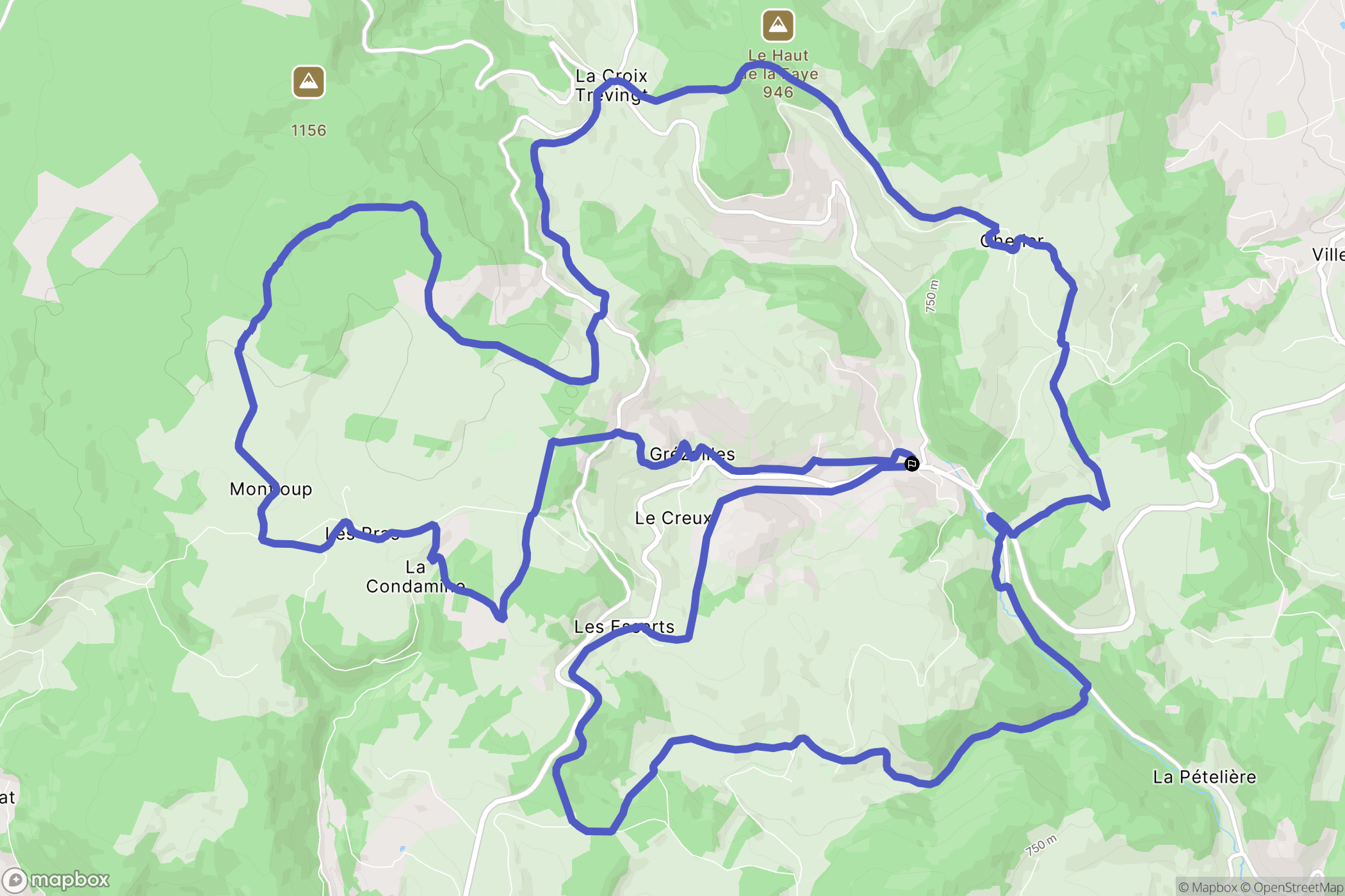 Cherier : carte du parcours de randonnée - France