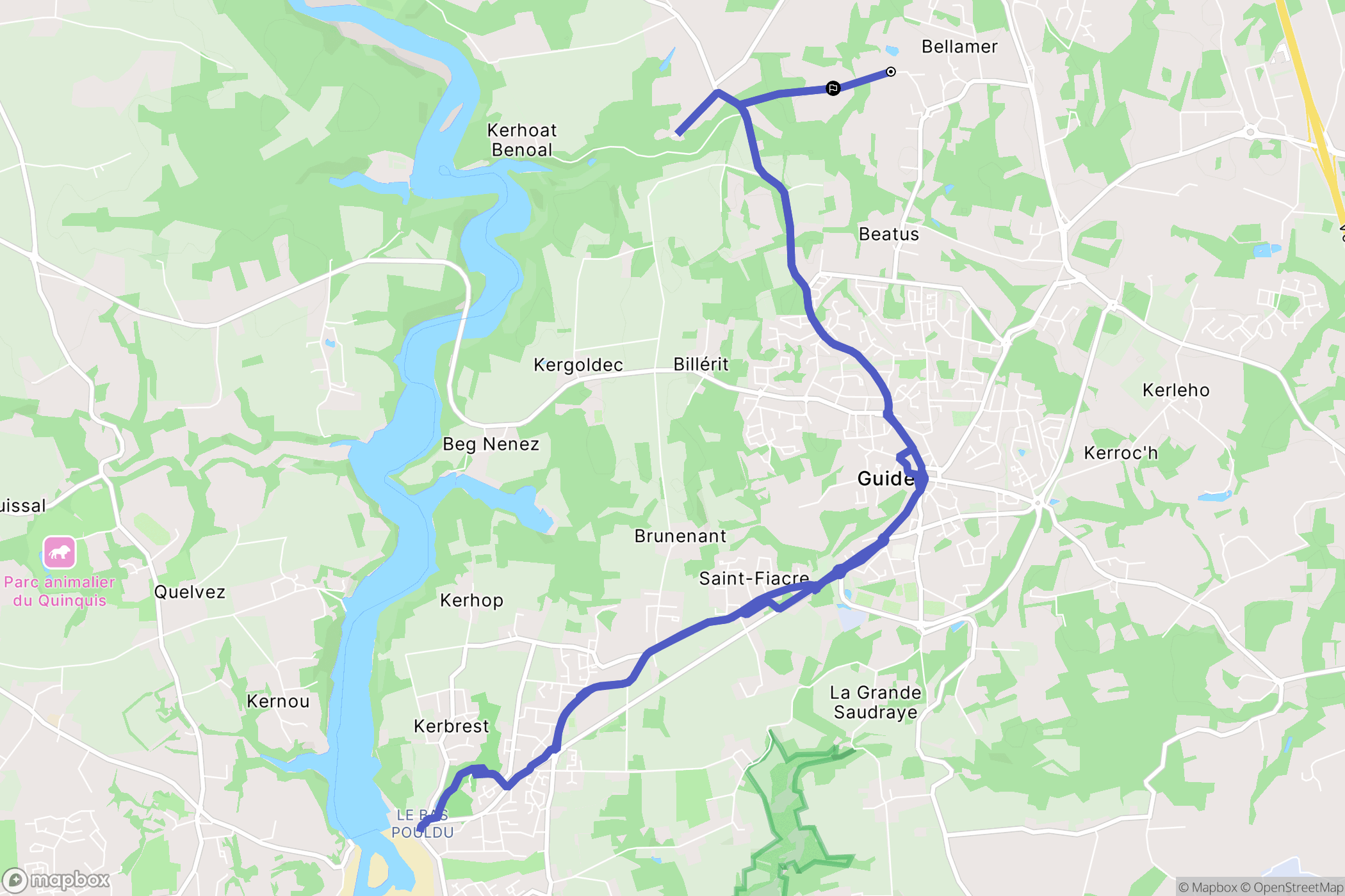 Guidel : carte du parcours de randonnée - France