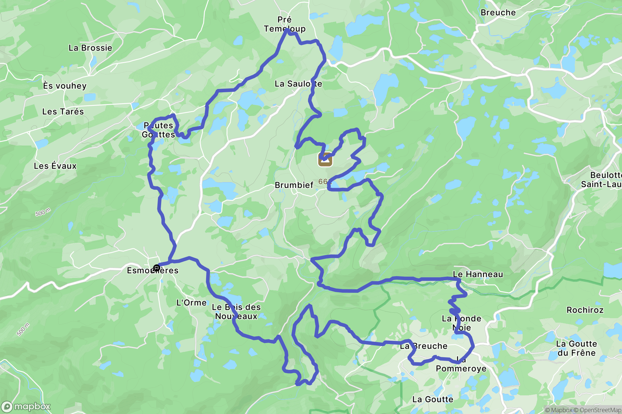 Esmoulières : carte du parcours de randonnée - France