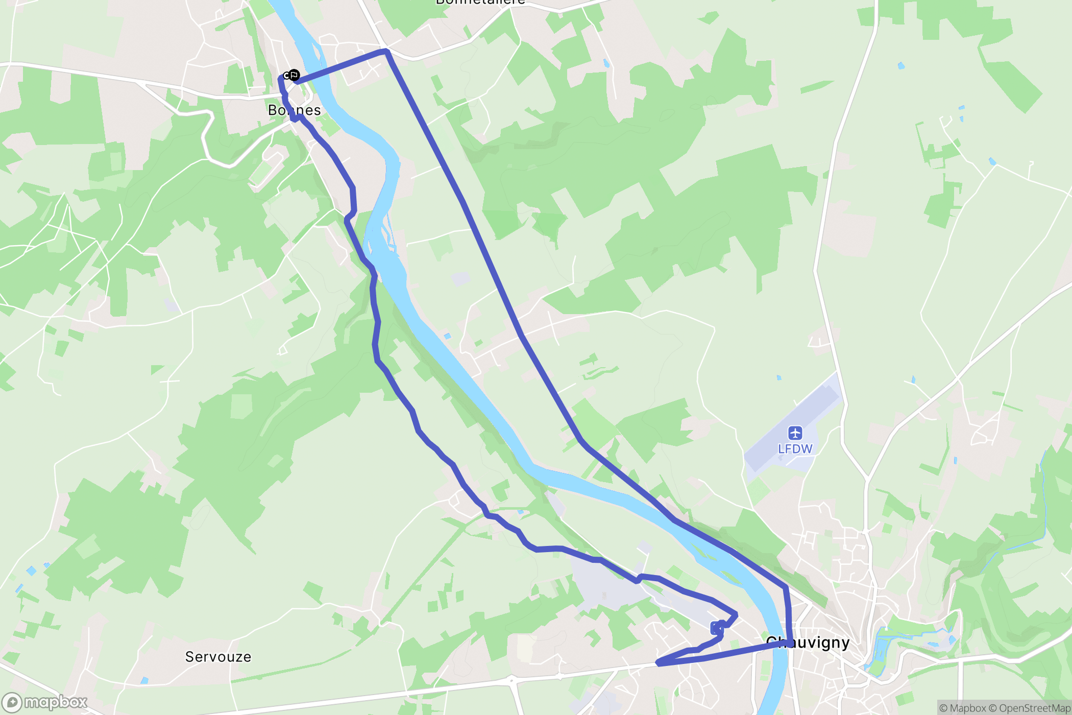 Bonnes : carte du parcours de randonnée - France