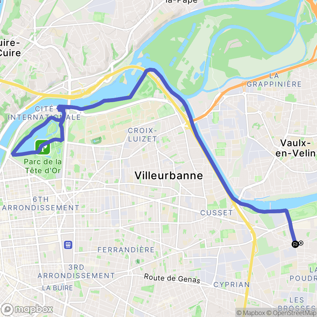 Vaulx-en-Velin : carte du parcours de randonnée - France