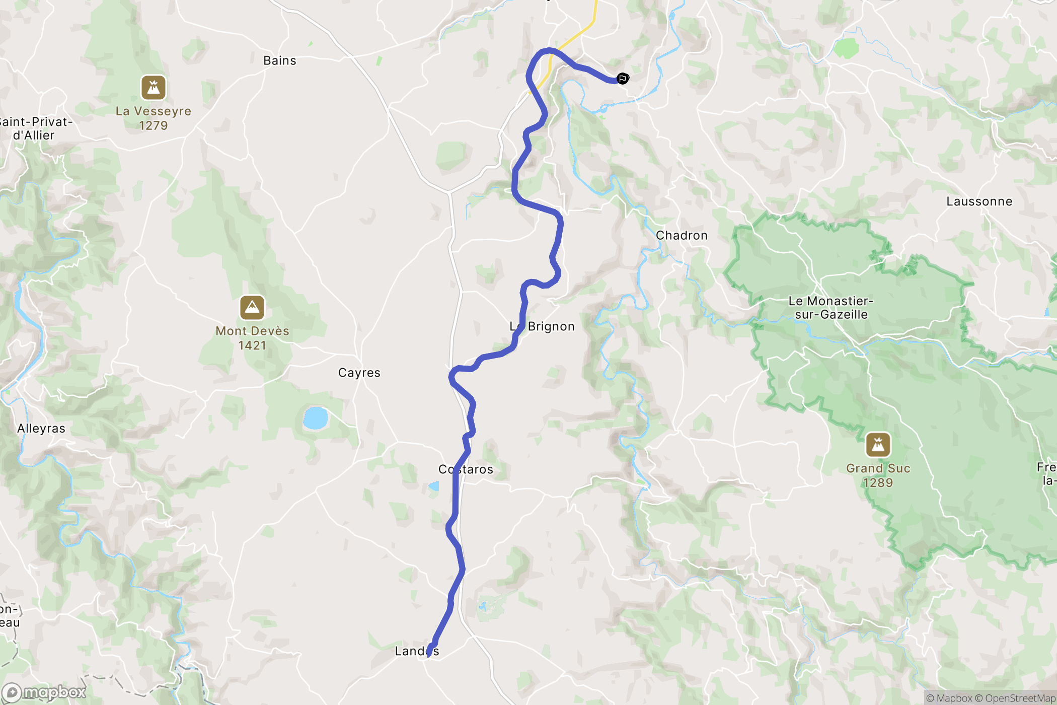 Coubon : carte du parcours de randonnée - France