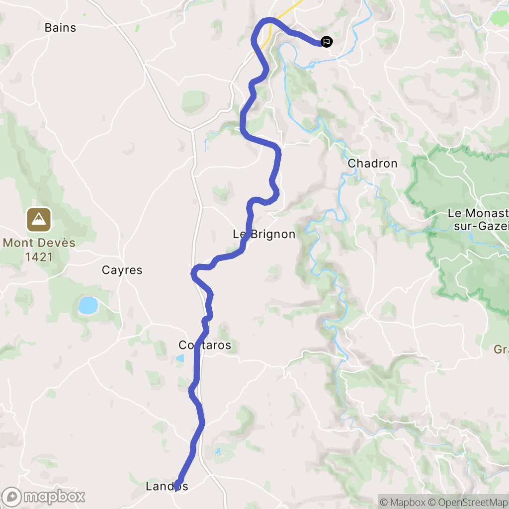 Coubon : carte du parcours de randonnée - France