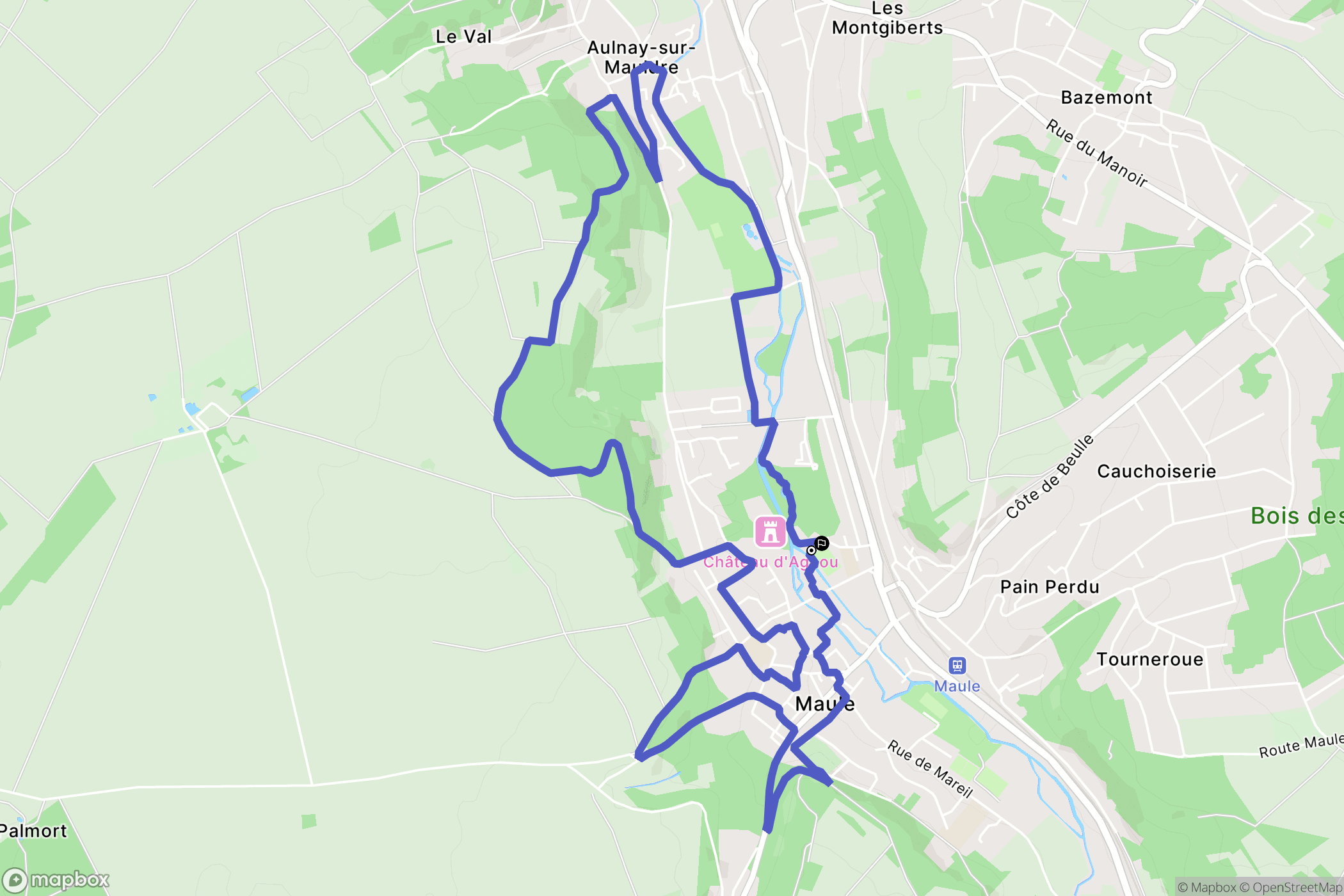 Maule : carte du parcours de randonnée - France