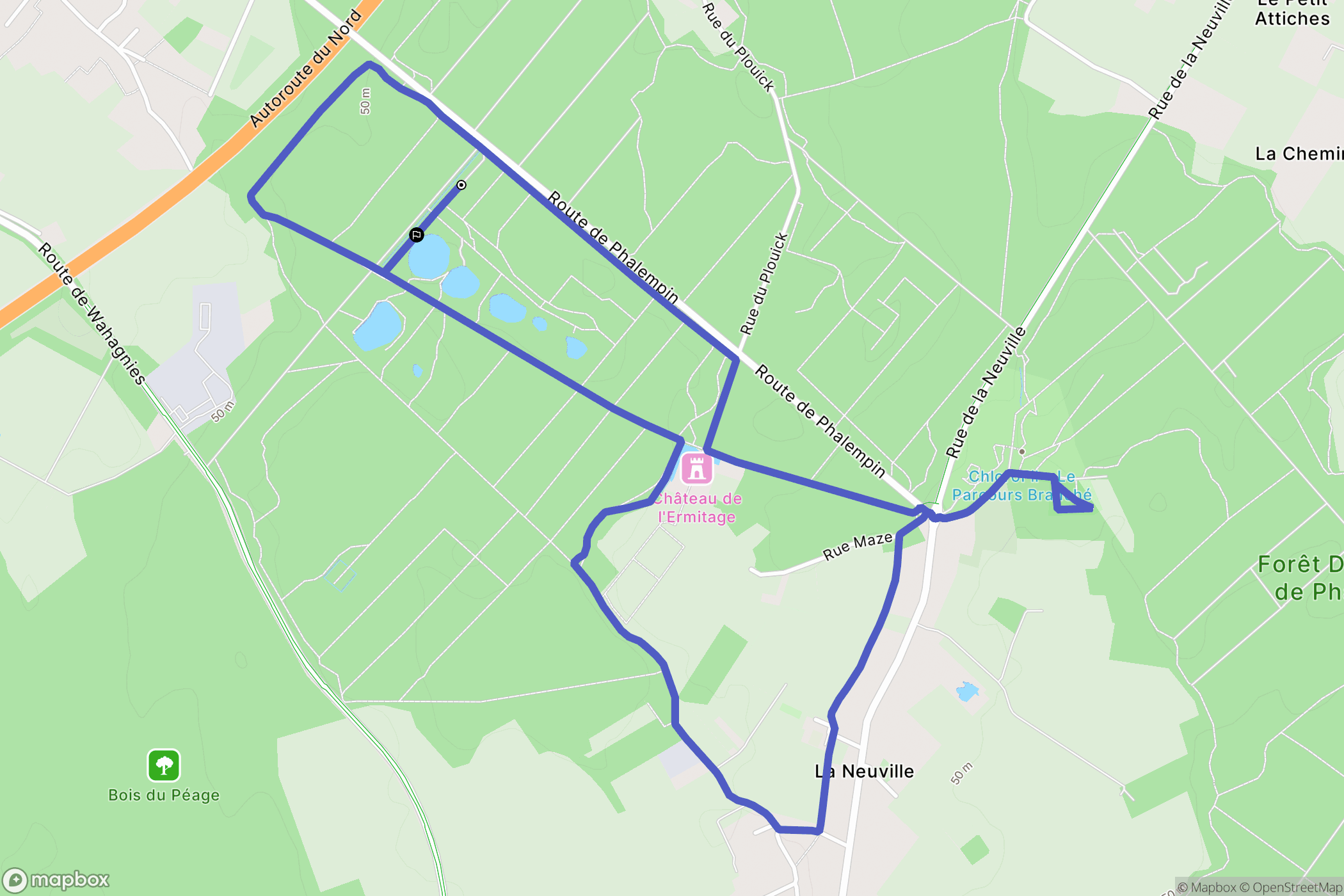 Phalempin : carte du parcours de randonnée - France