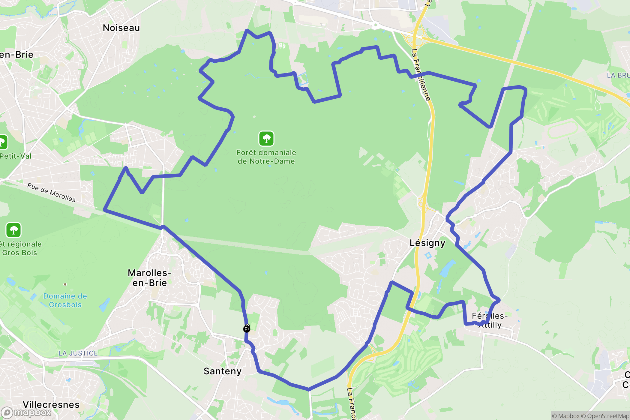 Santeny : carte du parcours de randonnée - France