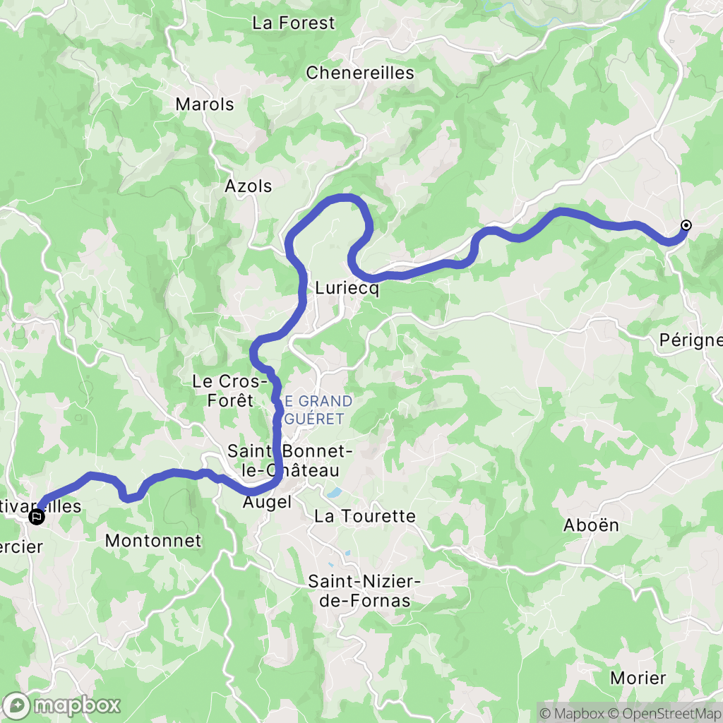 Périgneux : carte du parcours de randonnée - France