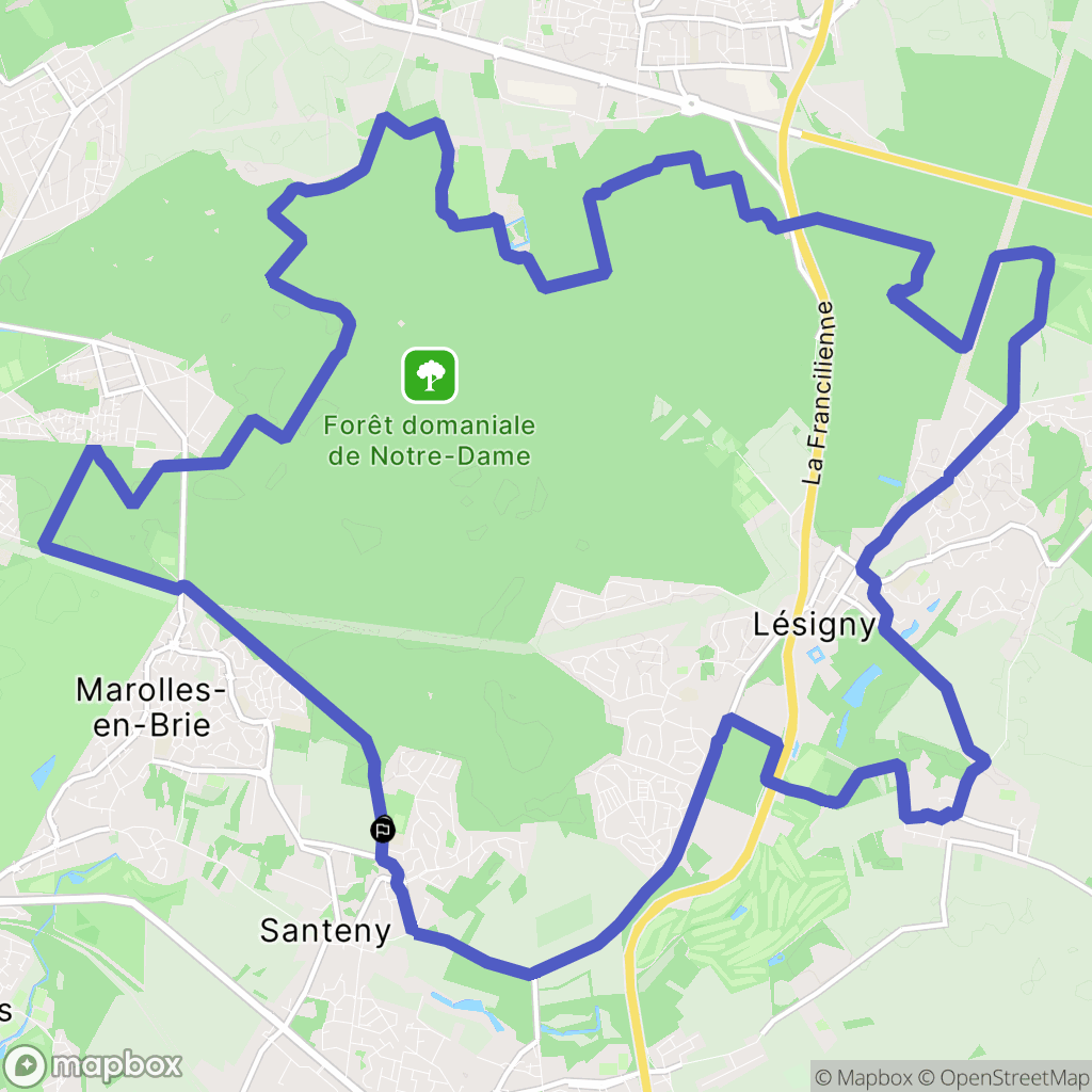 Santeny : carte du parcours de randonnée - France